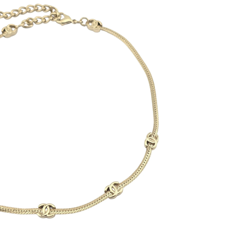 Chanel CC Thin Choker Necklace Gold 2024 CHANEL
