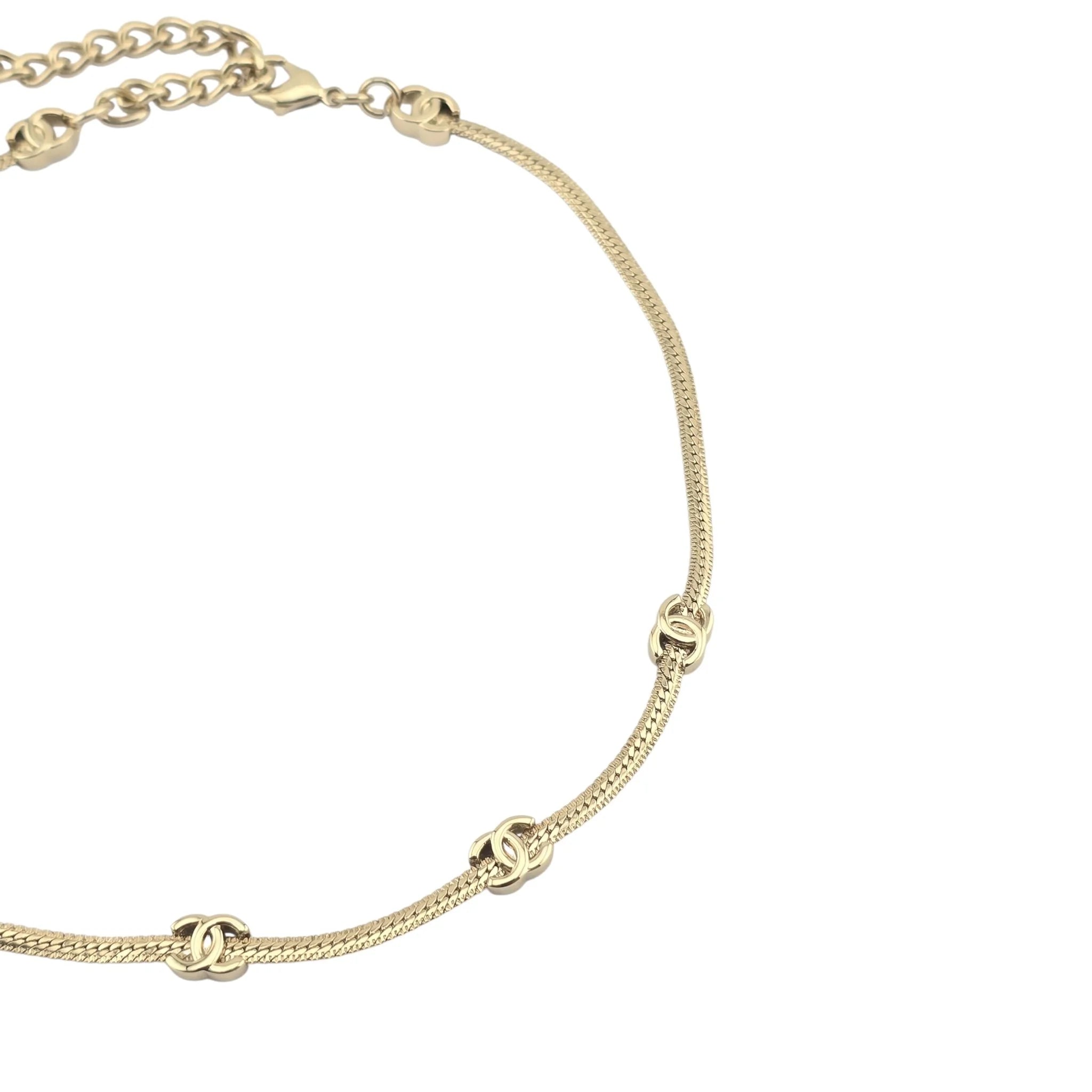 Chanel CC Thin Choker Necklace Gold 2024 CHANEL