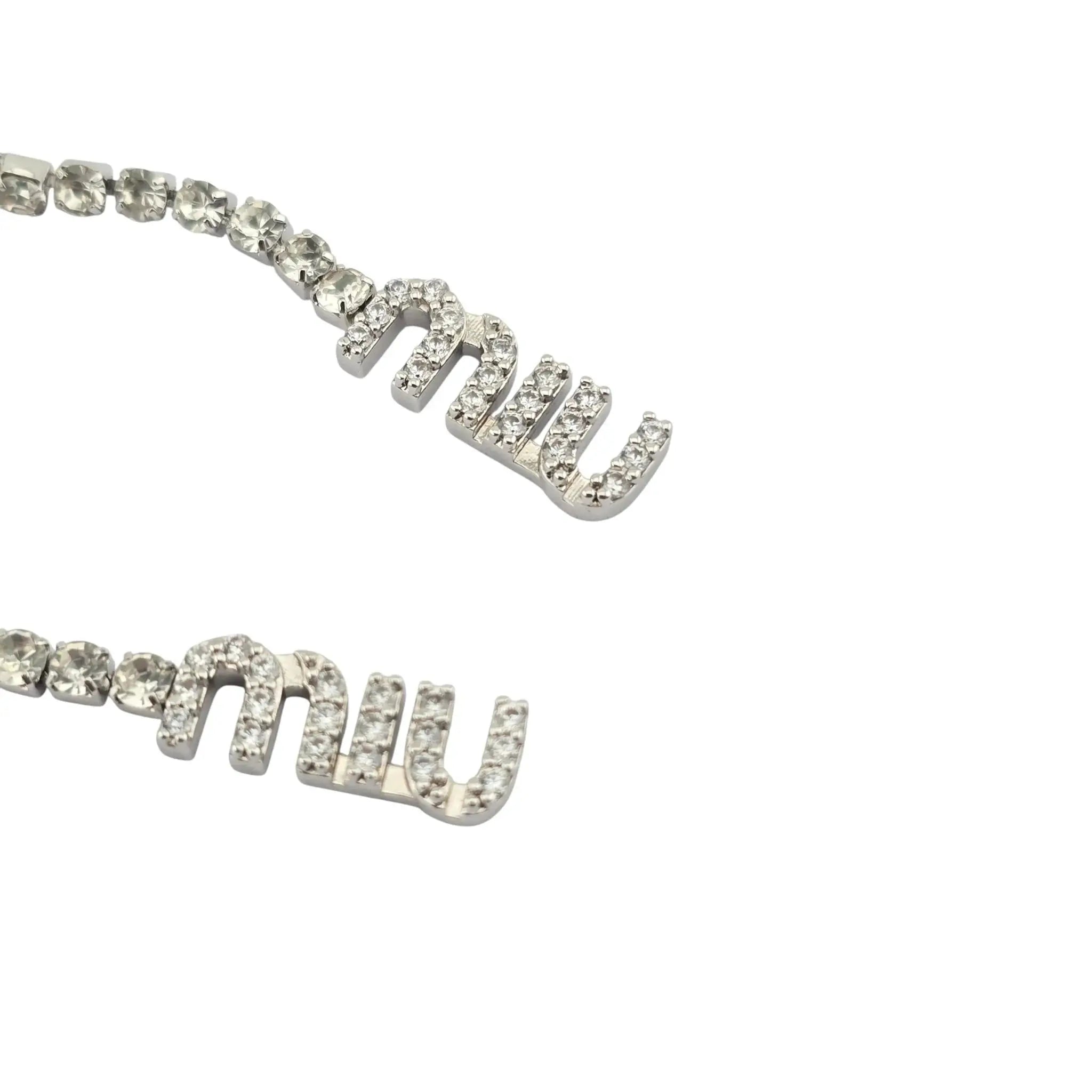 Miu Miu Logo Silver Crystal Earrings MIU MIU