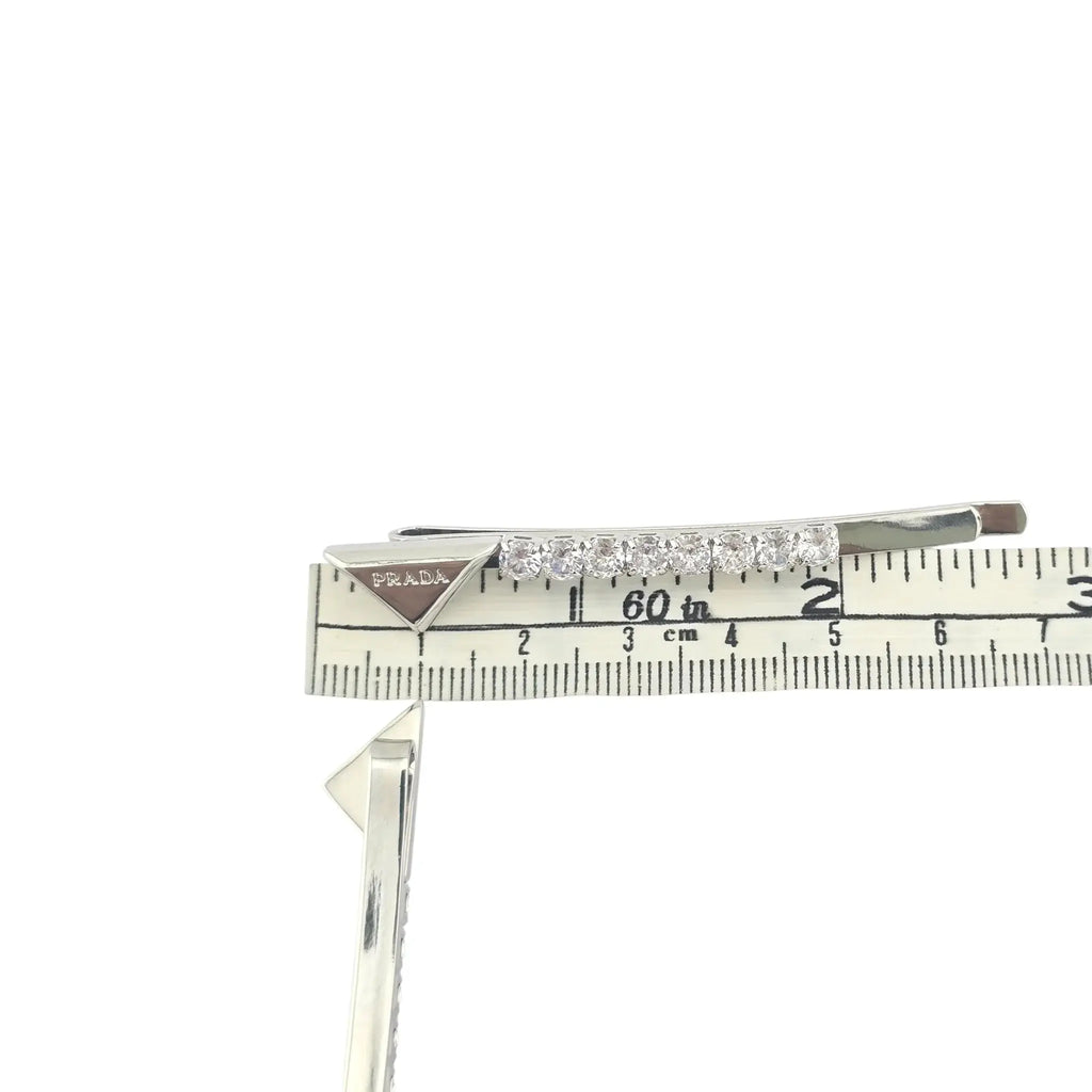 Prada Crystal Embellished Silver Hair Clip PRADA