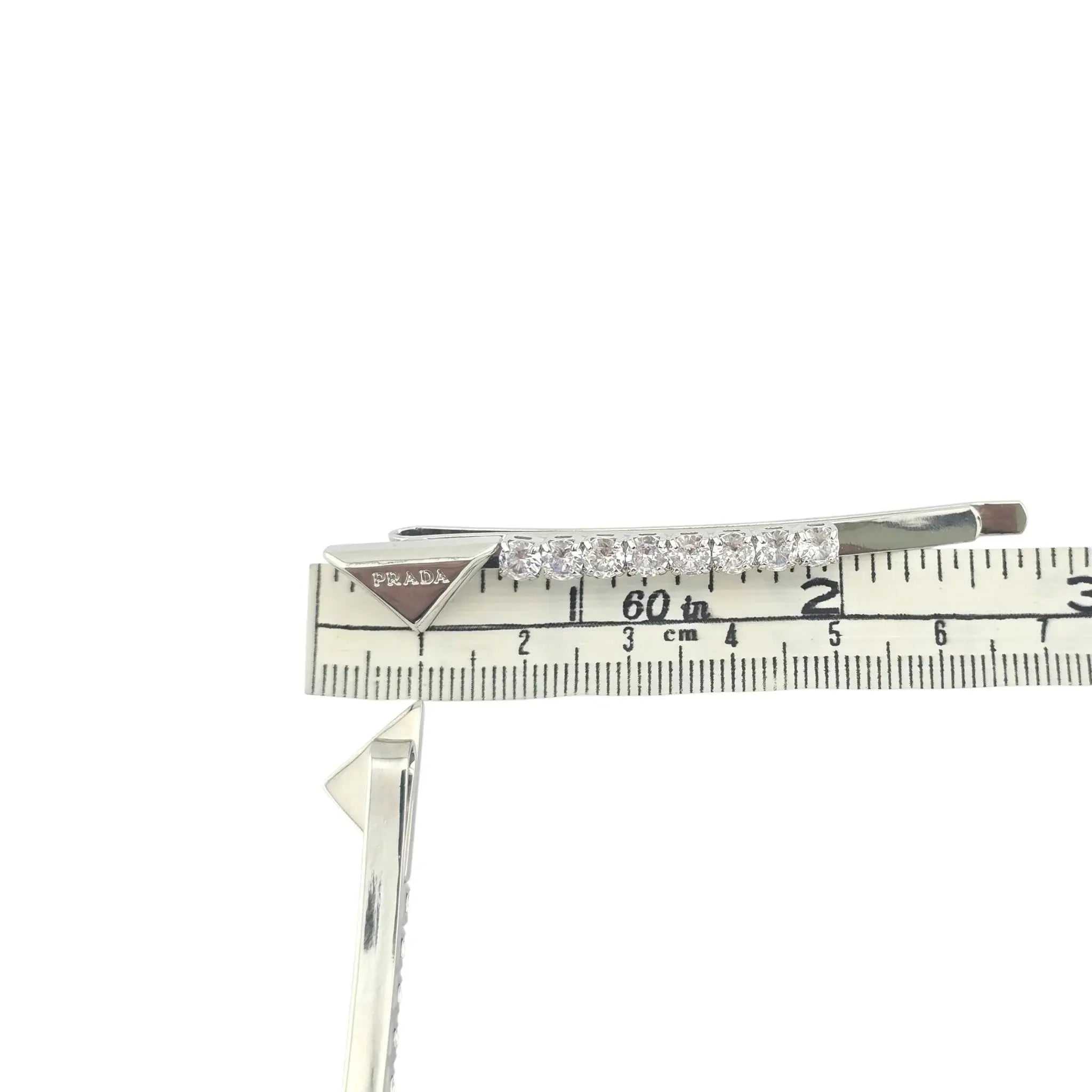 Prada Crystal Embellished Silver Hair Clip PRADA