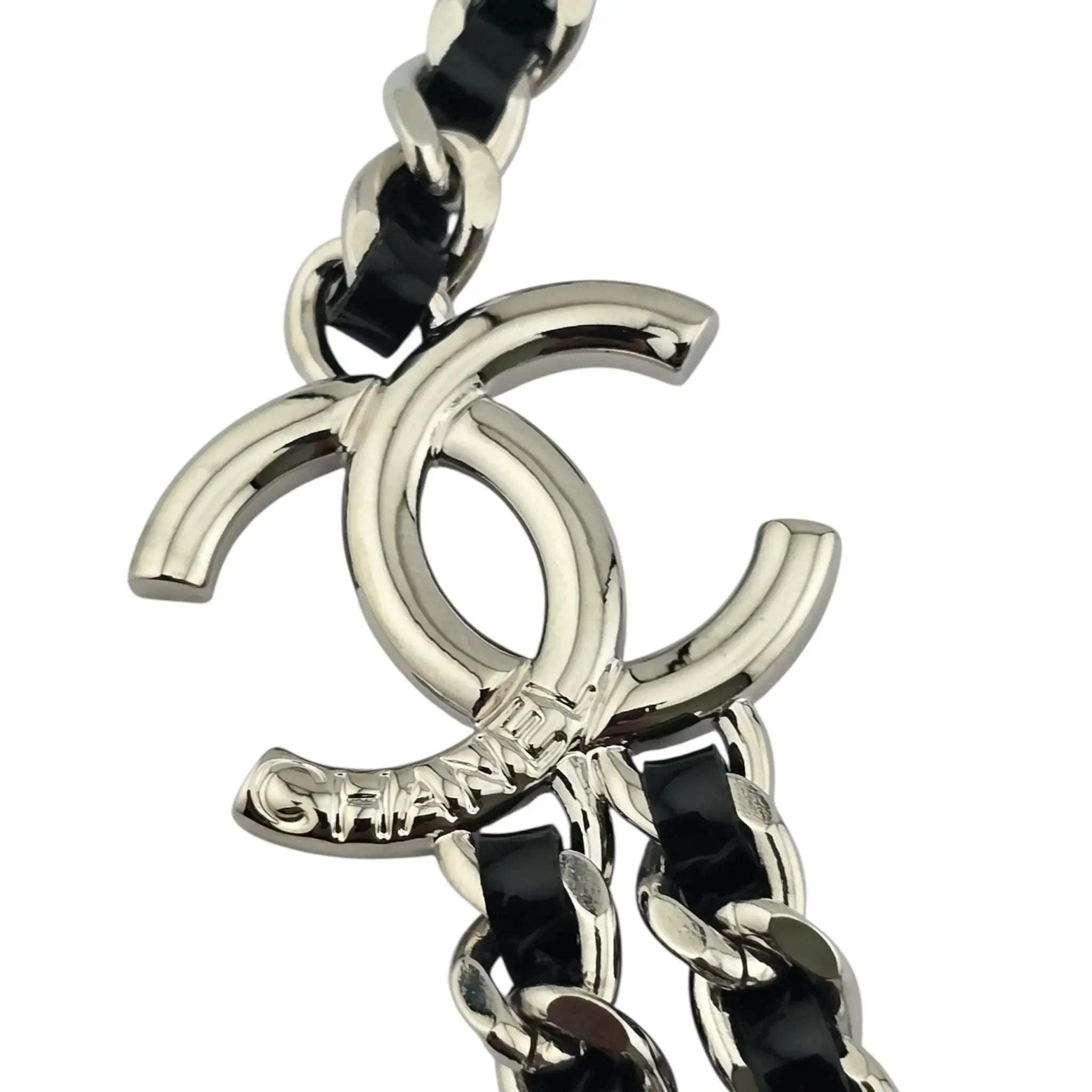 Chanel CC Black Silver Lambskin Necklace 2025 CHANEL