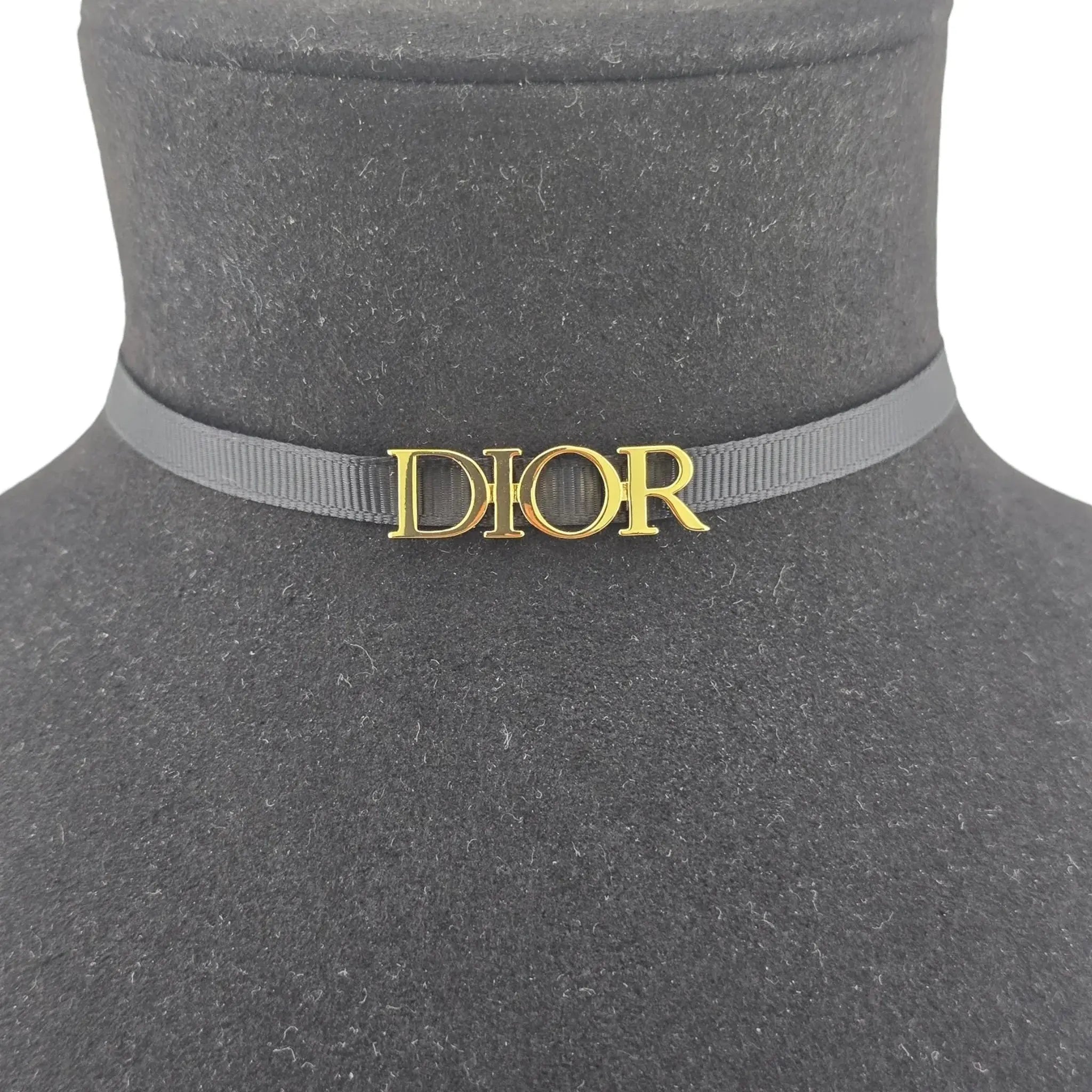 Christian Dior Black Gold Fabric Choker Necklace DIOR