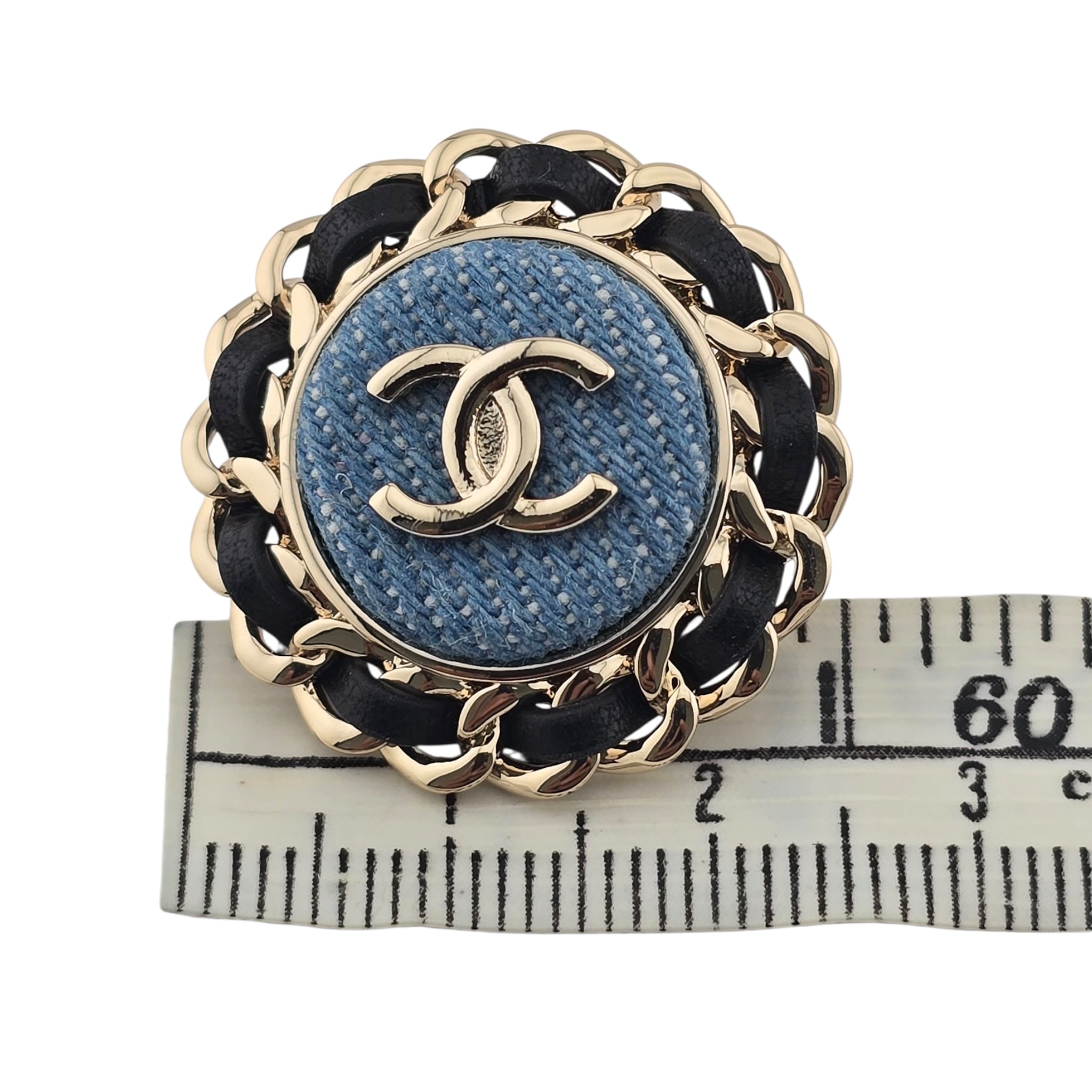 Chanel CC Blue Denim Round Earrings 2025 CHANEL