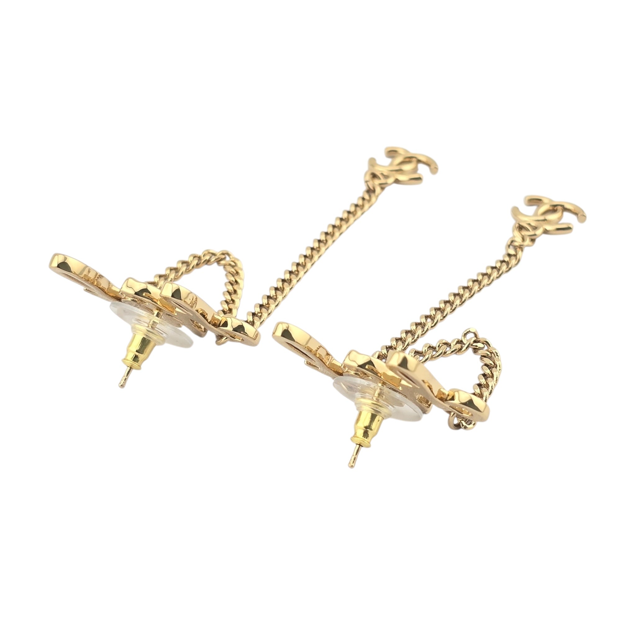 Chanel CC Logo Drop Chain Gold Earrings 2024 CHANEL