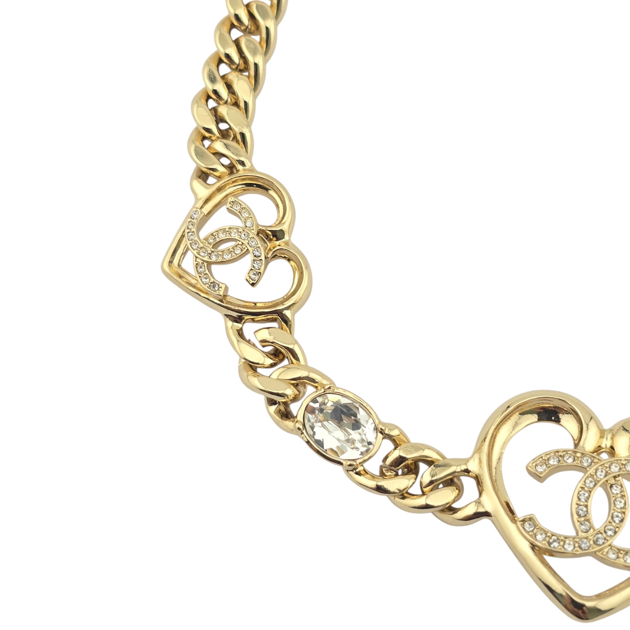 Chanel CC Heart Pendant Gold Choker Necklace 2023 CHANEL