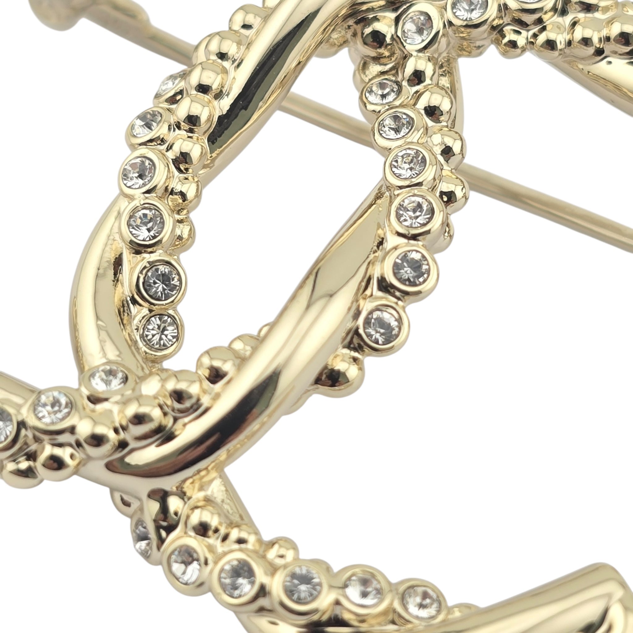 Chanel CC Twisted Gold Crystal Brooch 2023 CHANEL