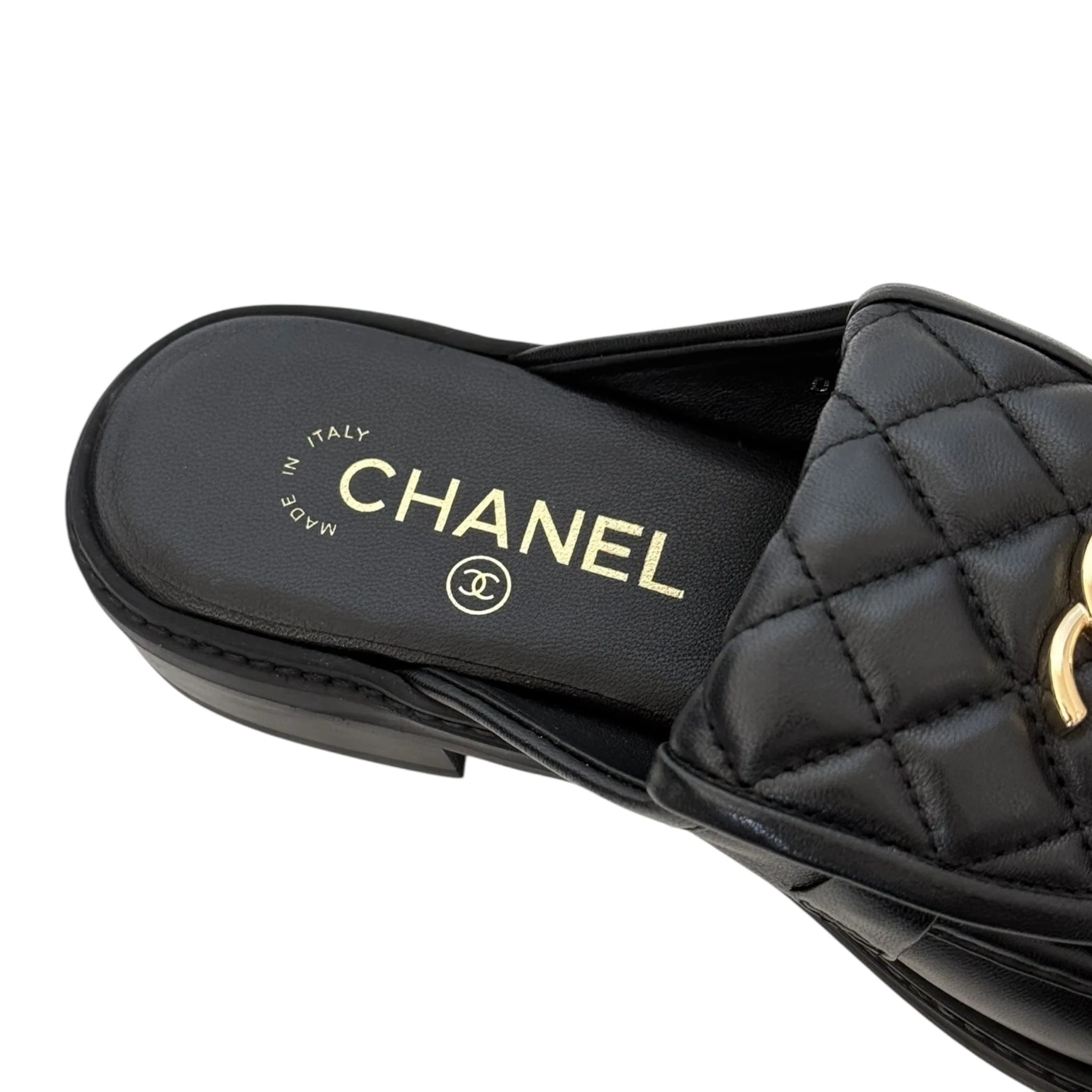 Chanel CC Black Turnlock Mules - 39