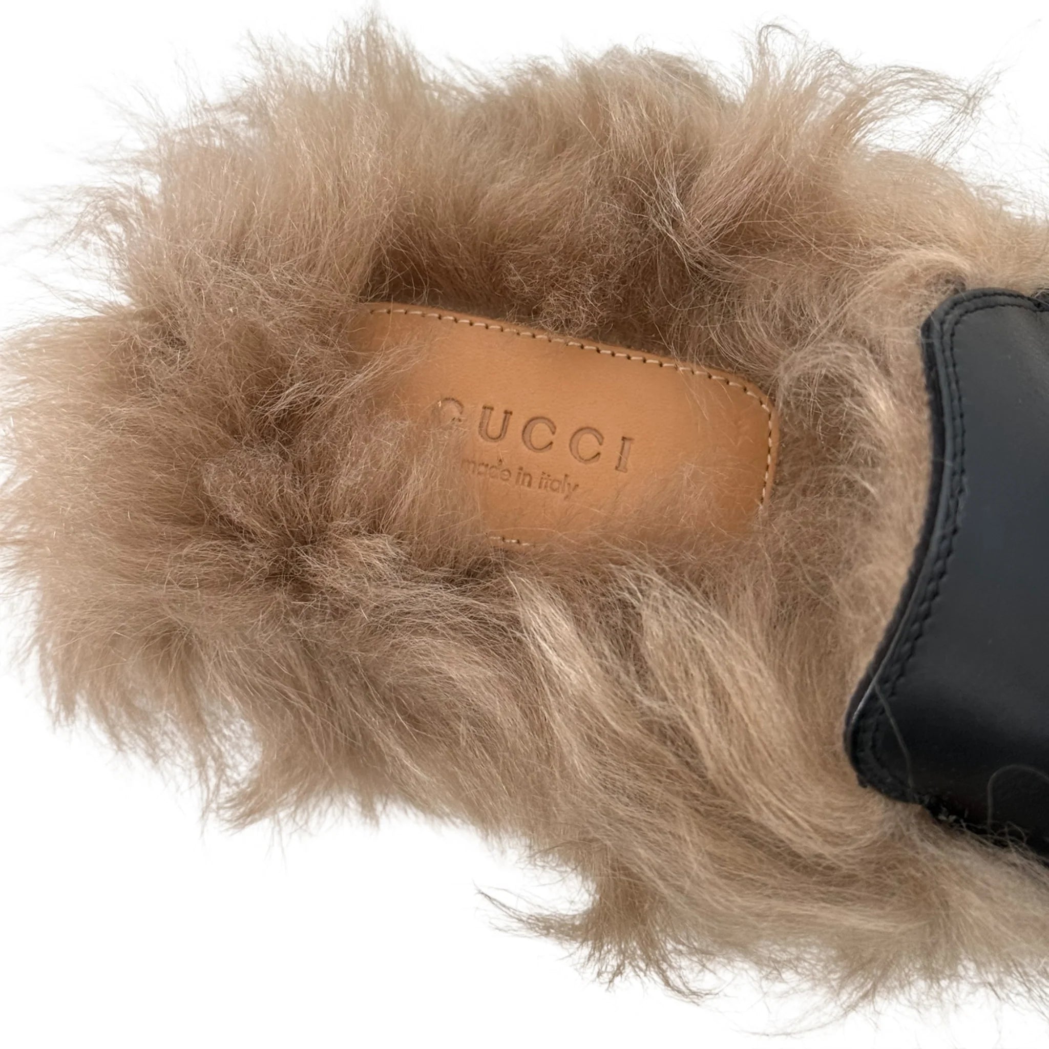 GUCCI Princetown Fur Lined Mules - 39