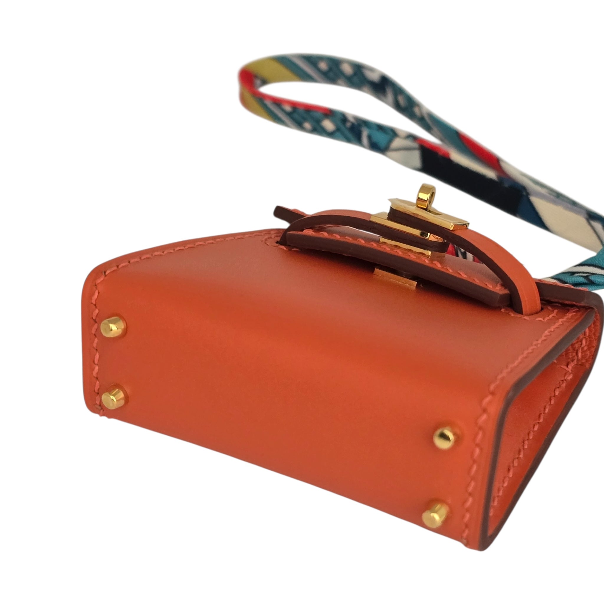 Hermes Tadelakt Mini Kelly Twilly Bag Charm Capucine HERMES