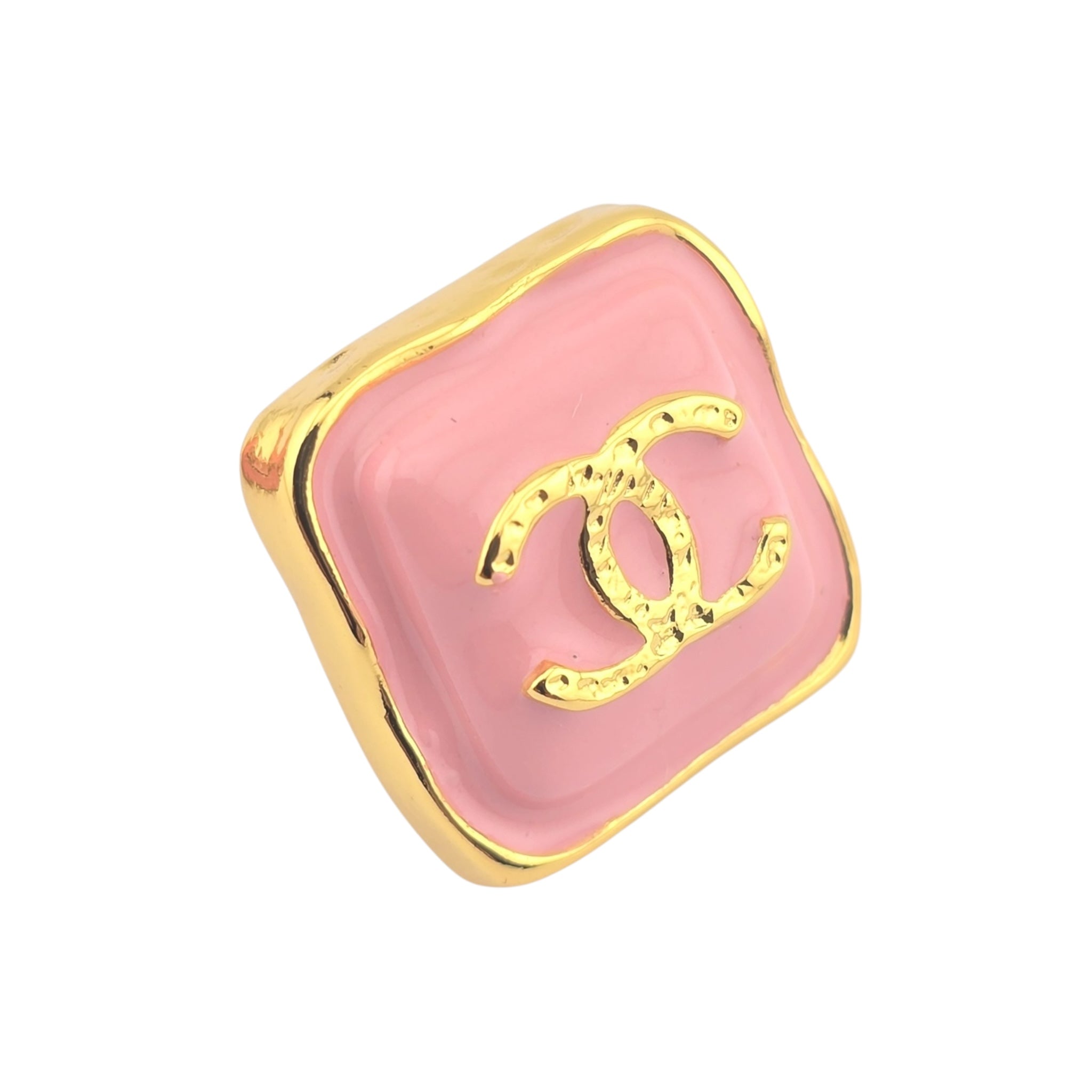 Chanel CC Resin Pink Gold Square Earring 2023 CHANEL