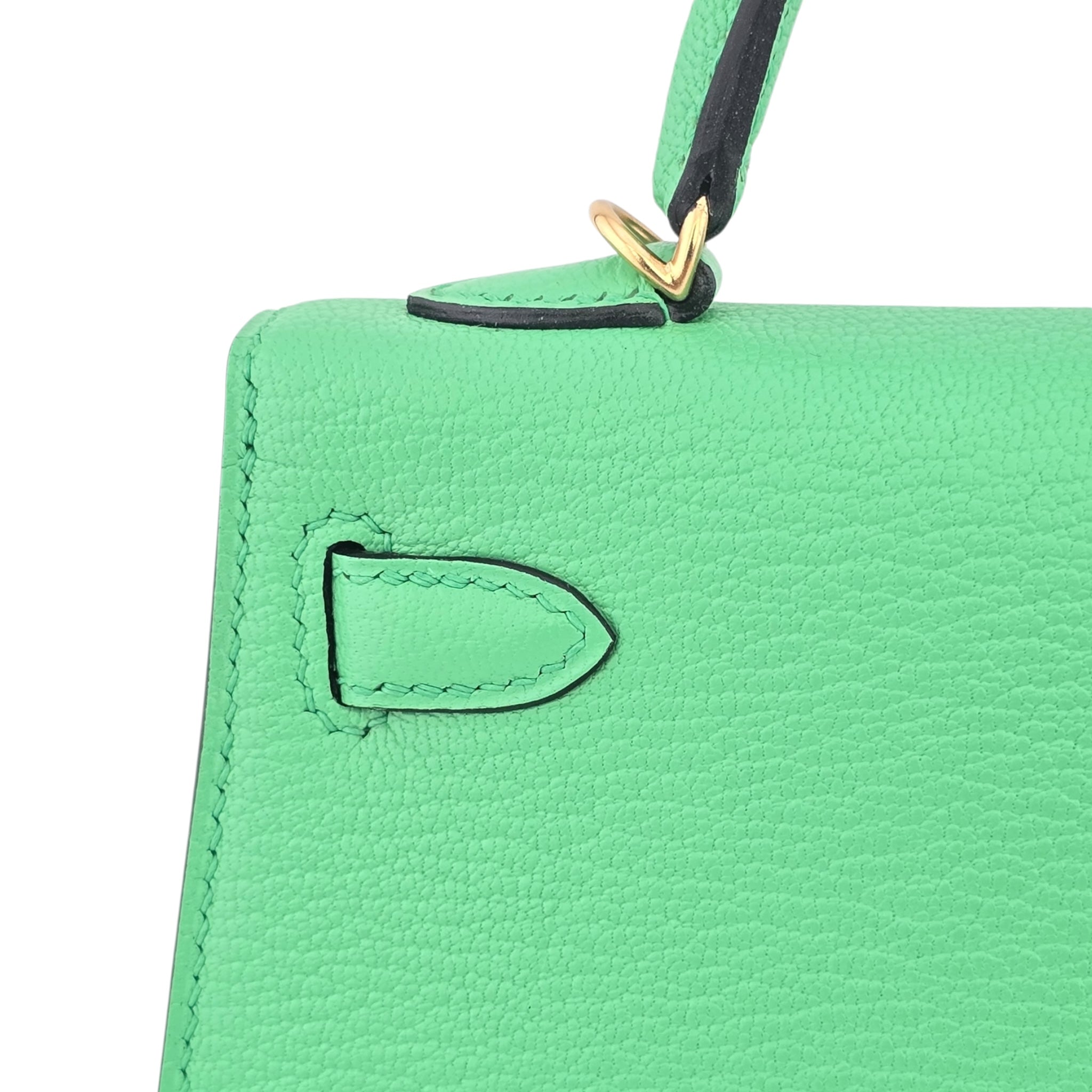 Hermes Mini Kelly II Chèvre Vert Comics Gold Hardware Bag HERMES