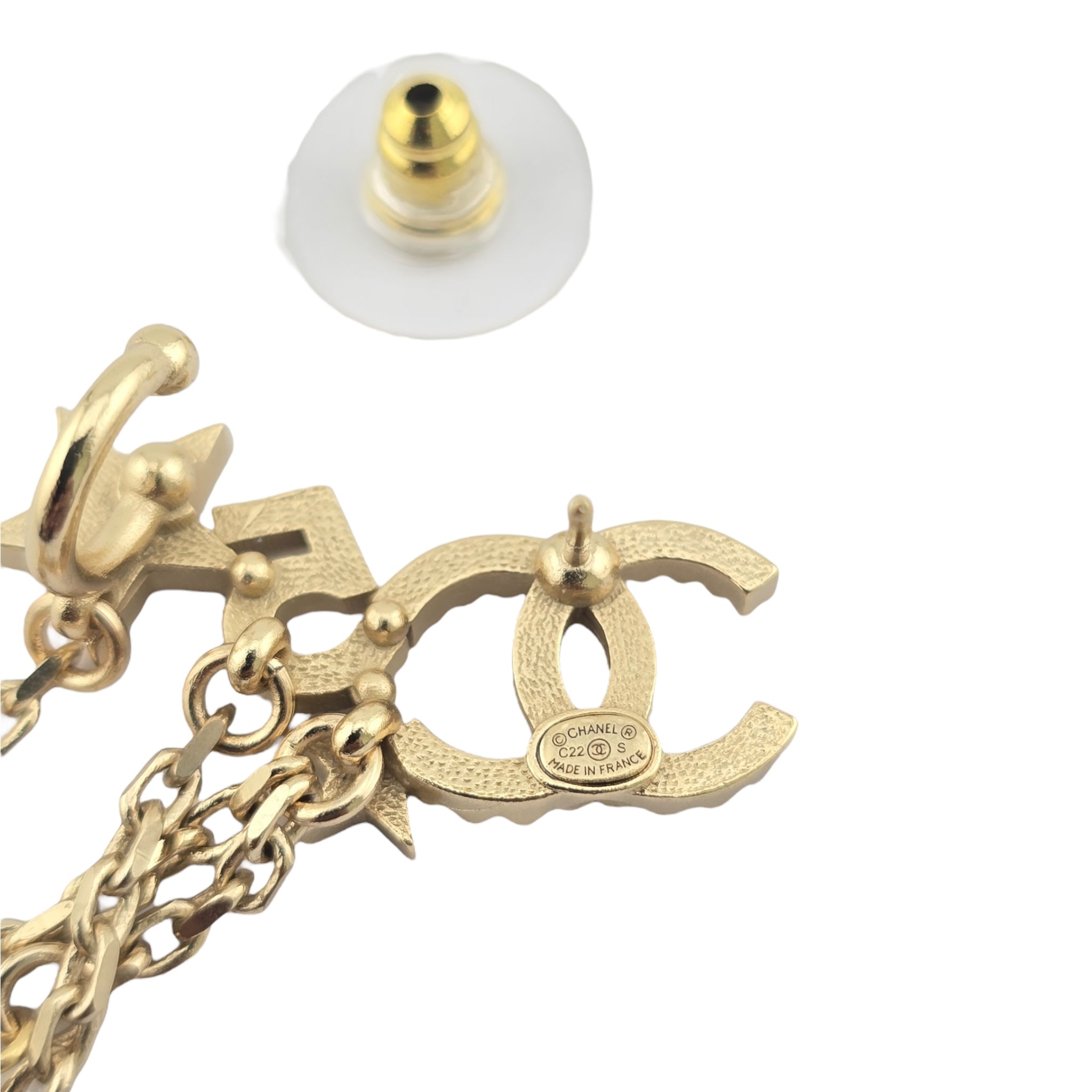 Chanel CC Gold Multi Chain Drop Earrings 2022 CHANEL