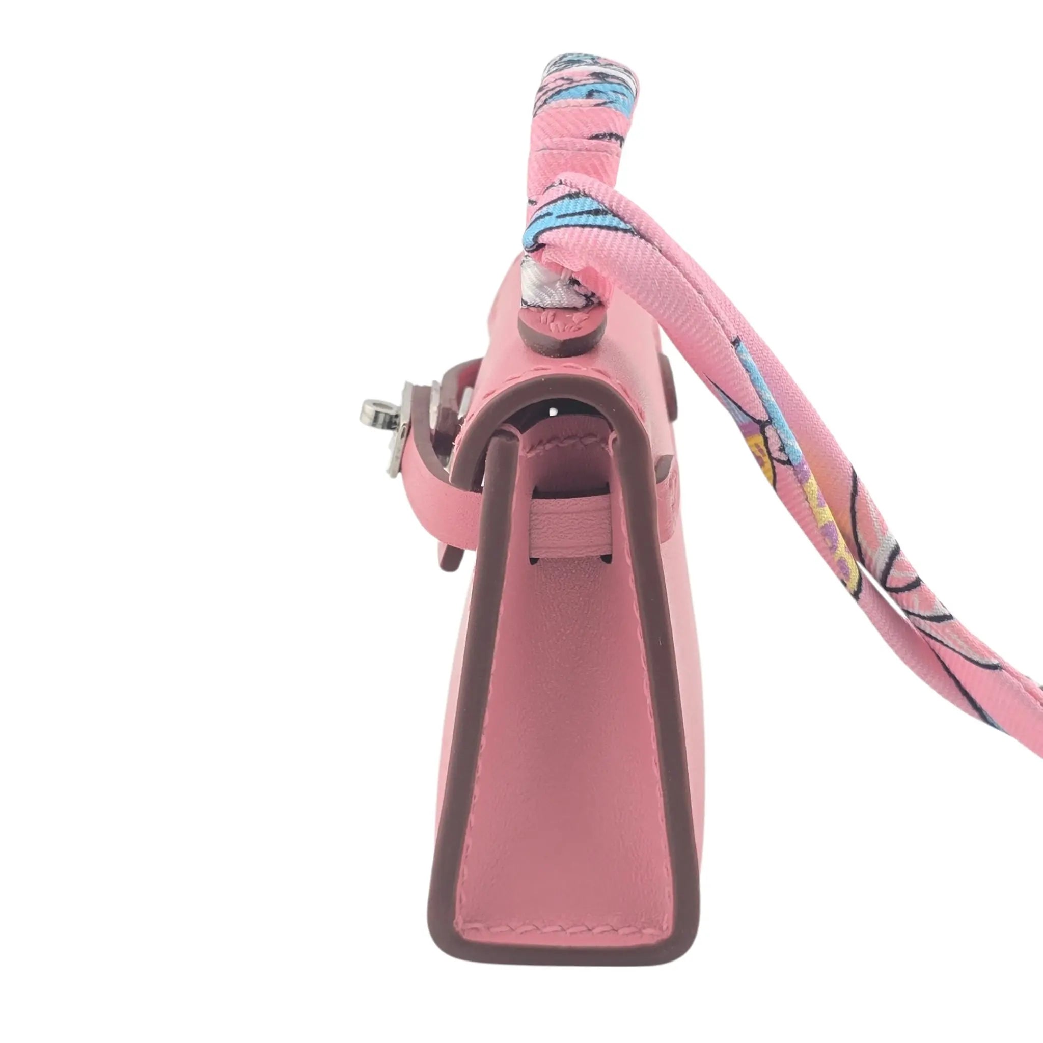 Hermes Rose Sakura Tadelakt Mini Kelly Twilly Bag Charm Palladium Hardware HERMES