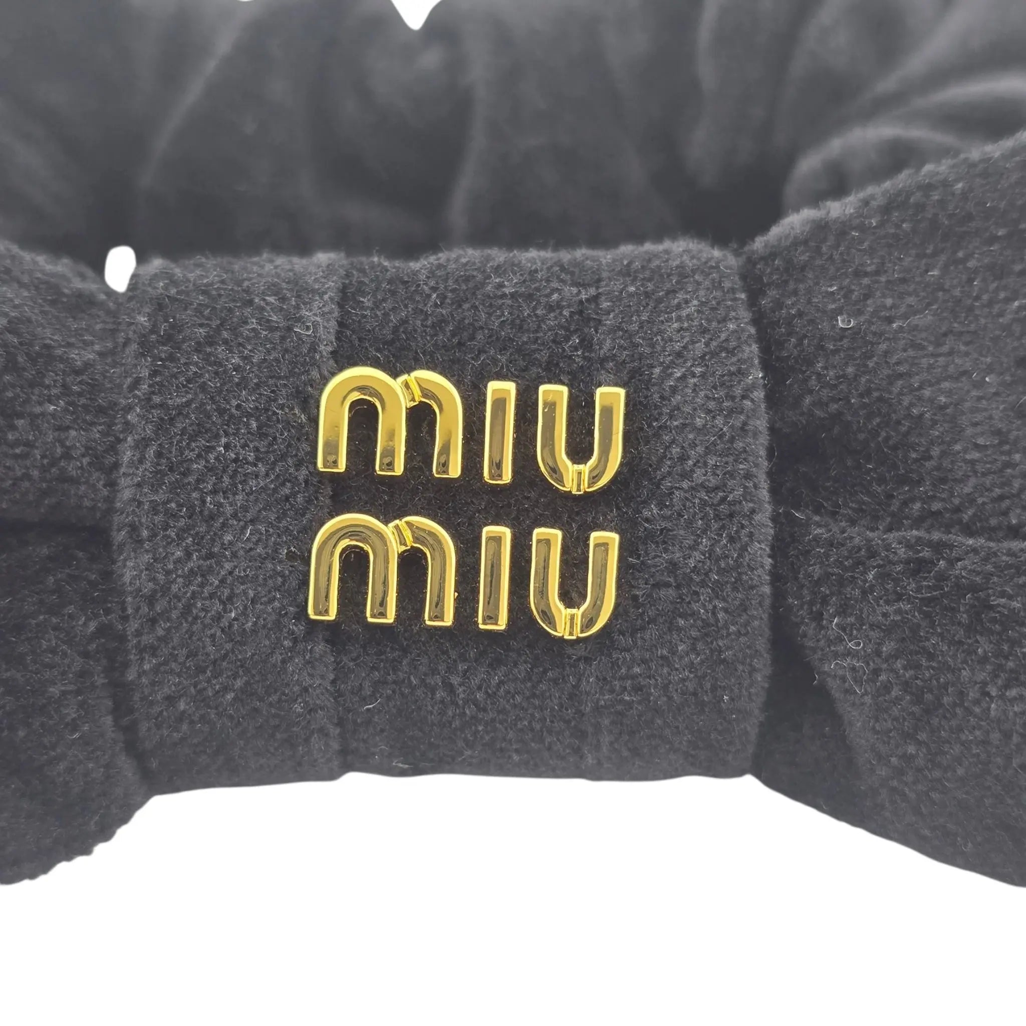 Miu Miu Black Gold Velvet Scrunchie MIU MIU