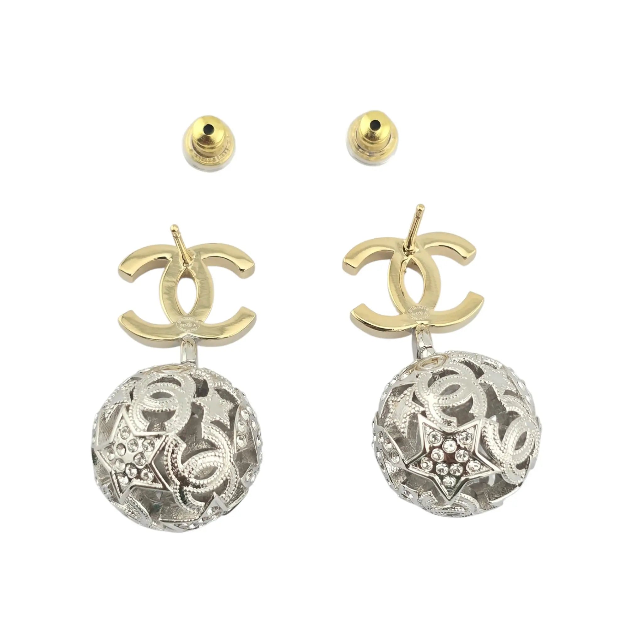 Chanel CC Gold / Silver Ball Earrings 2025 CHANEL