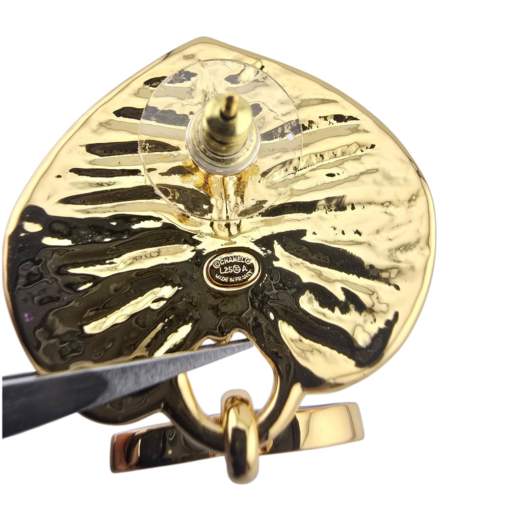 Chanel CC Gold Leaf Earrings 2025