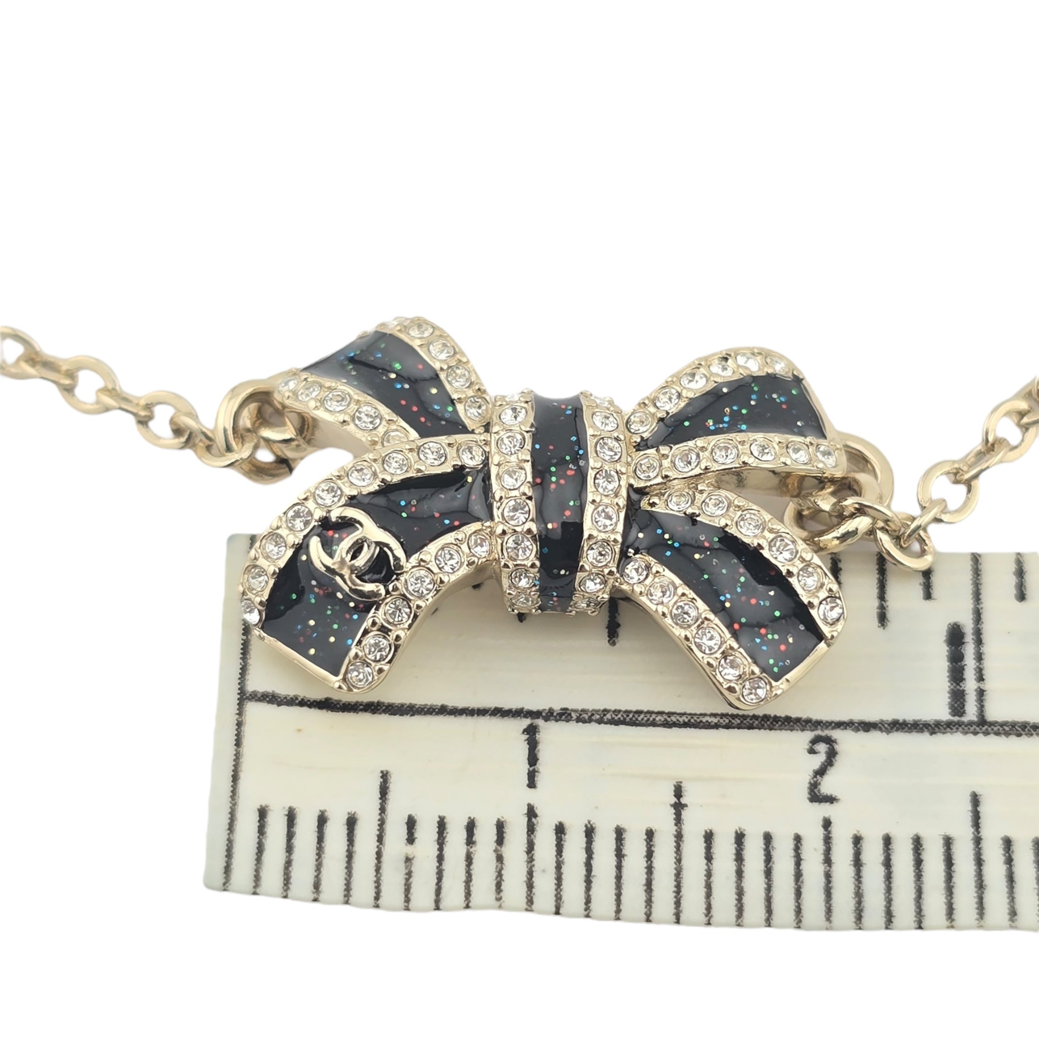 Chanel CC Gold Crystal Enamel Bow Bracelet 2025