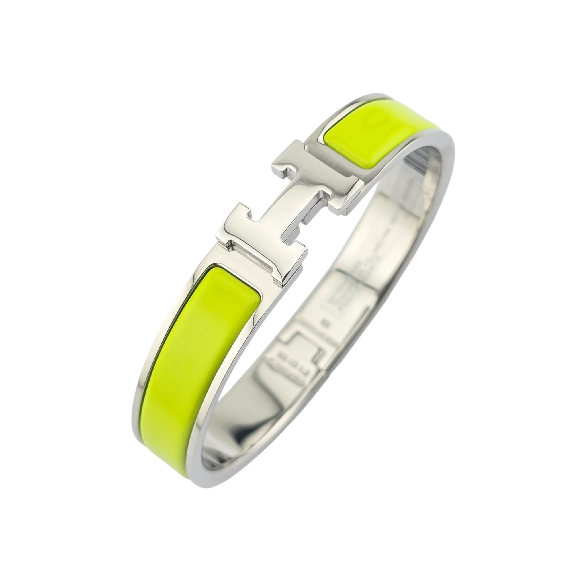 Hermes Clic H Bracelet Neon Green Palladium GM