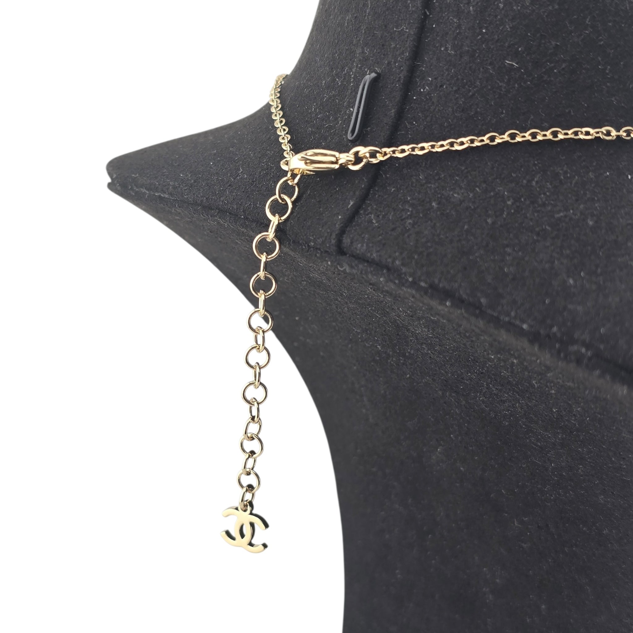 Chanel CC Gold Crystal Enamel Bow Necklace 2025