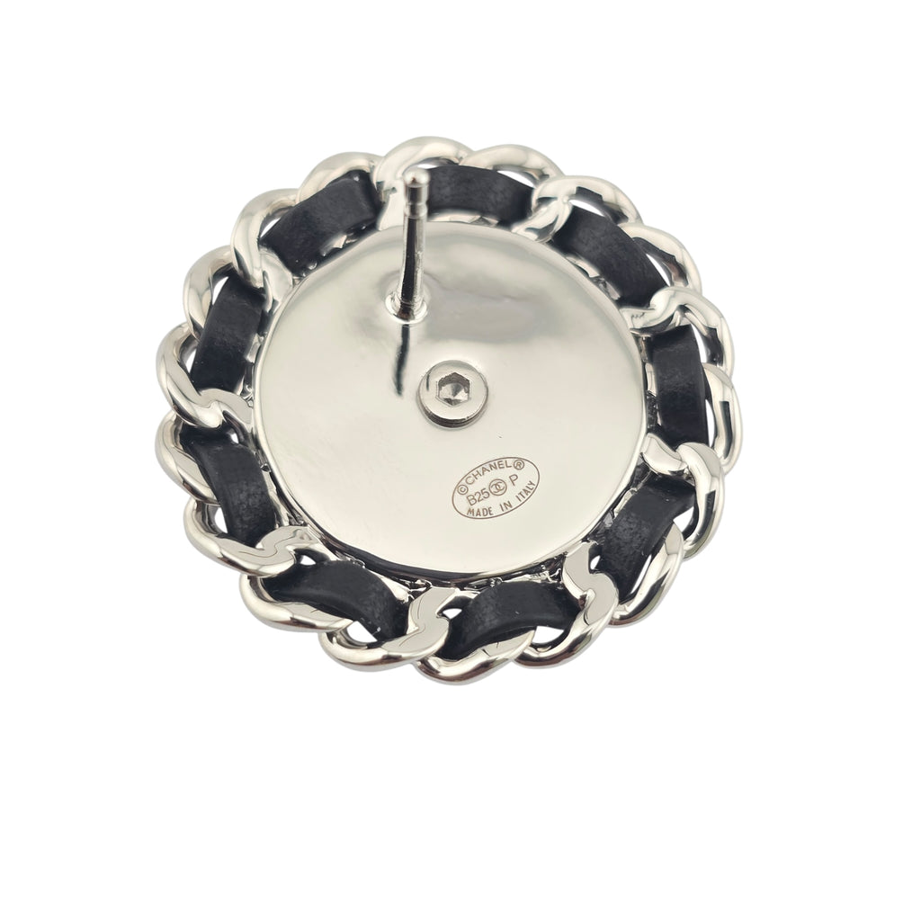 Chanel CC Round Silver Black Earrings 2025