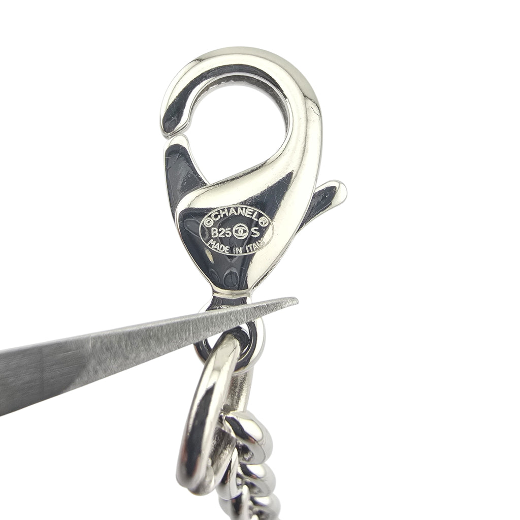 Chanel CC Silver Oval Pendant Necklace 2025