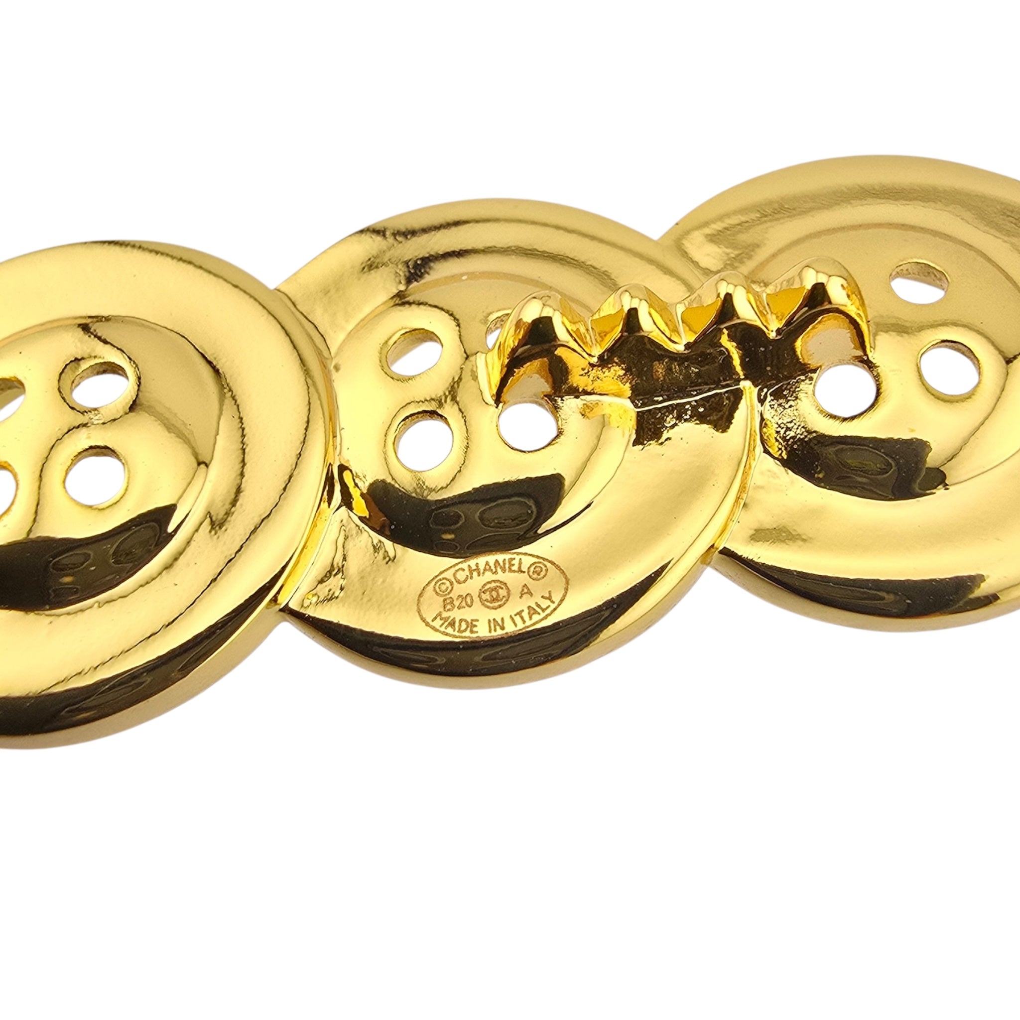 Chanel CC Button Paris Hair Clip Barrette Gold