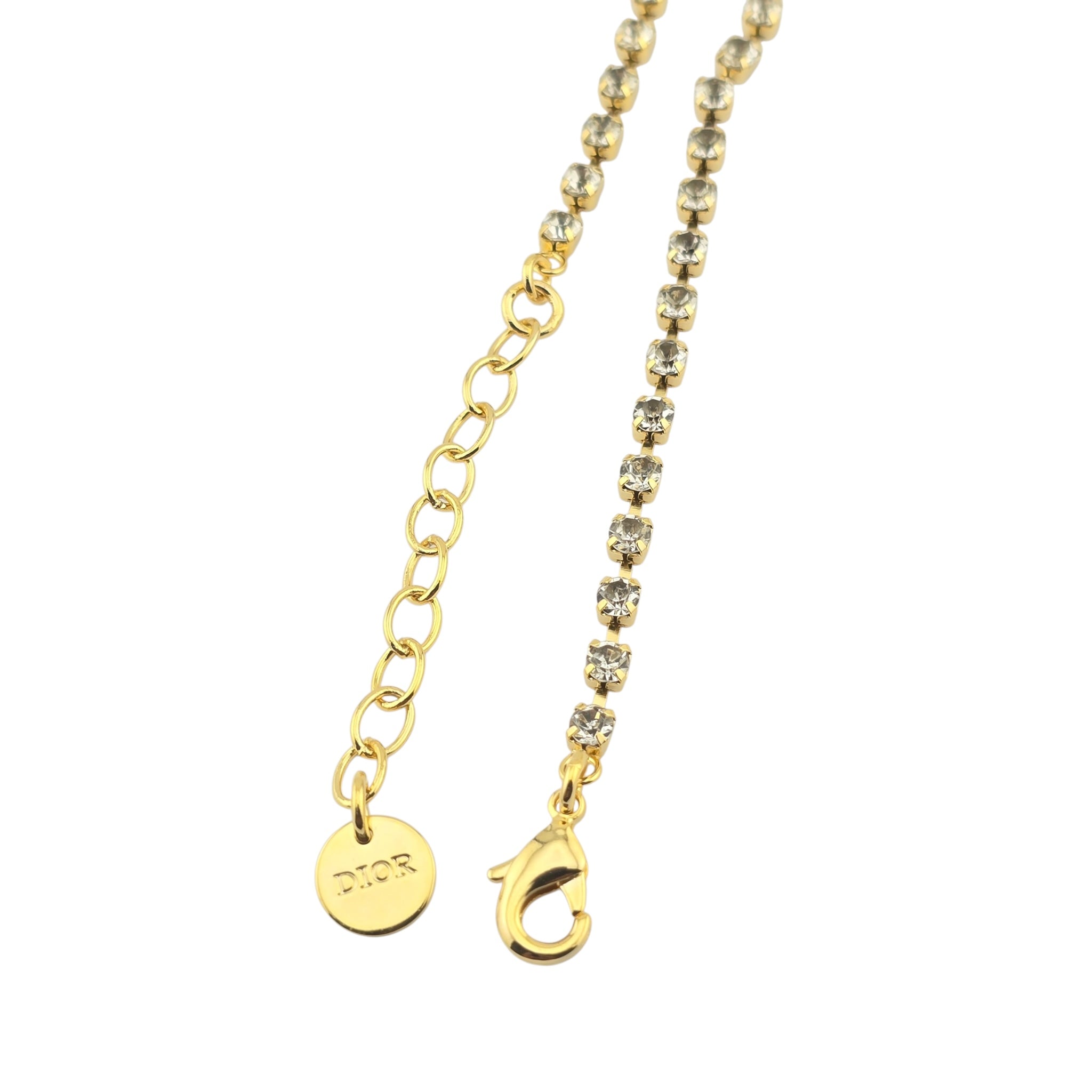 Christian Dior Crystal Gold Logo Necklace