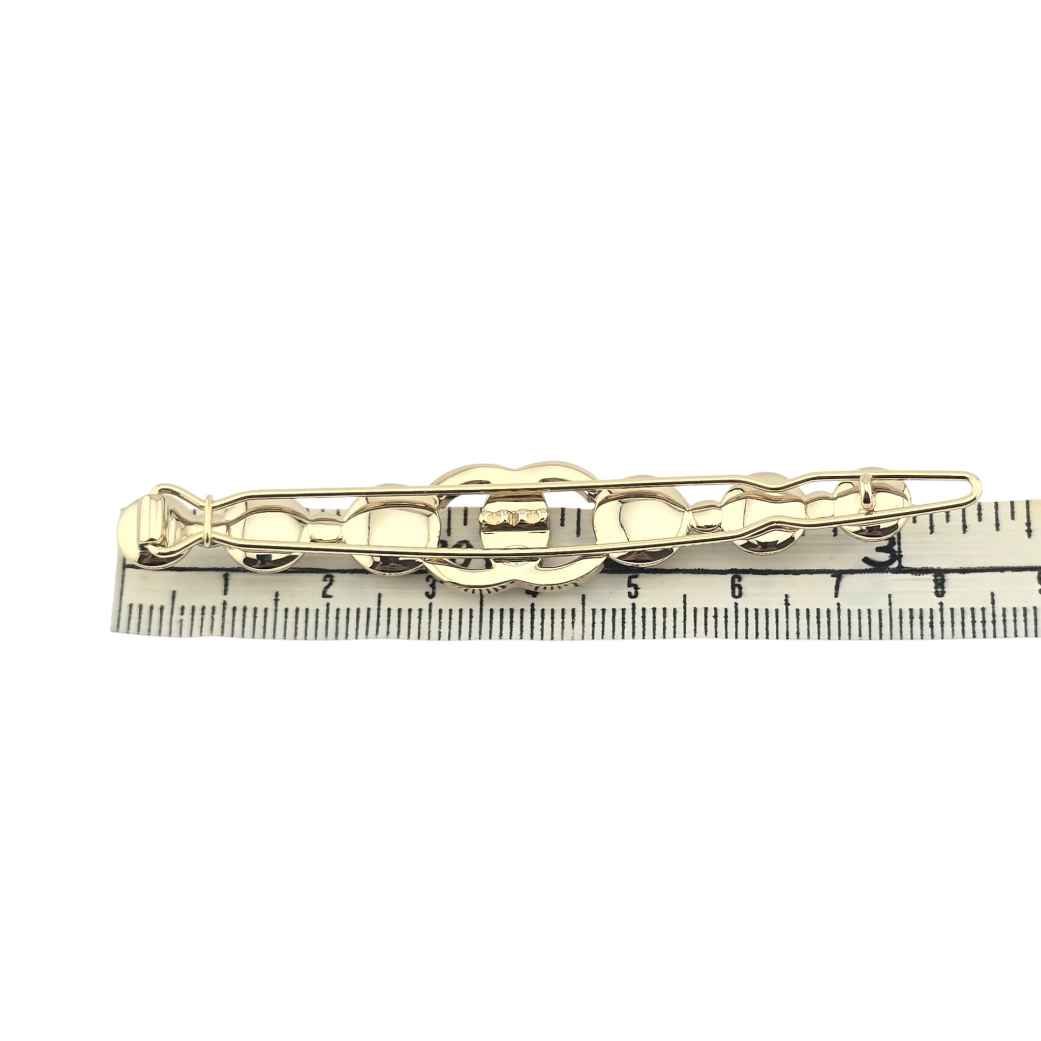 Chanel CC Gold Metal Beaded Hair Clip Barrette 2021