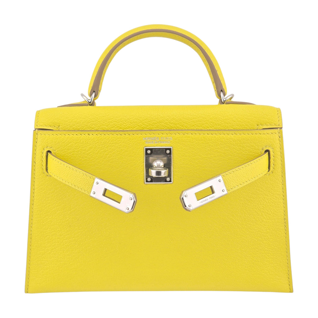 Hermes Mini Kelly II Chèvre Lime Palladium Hardware Bag