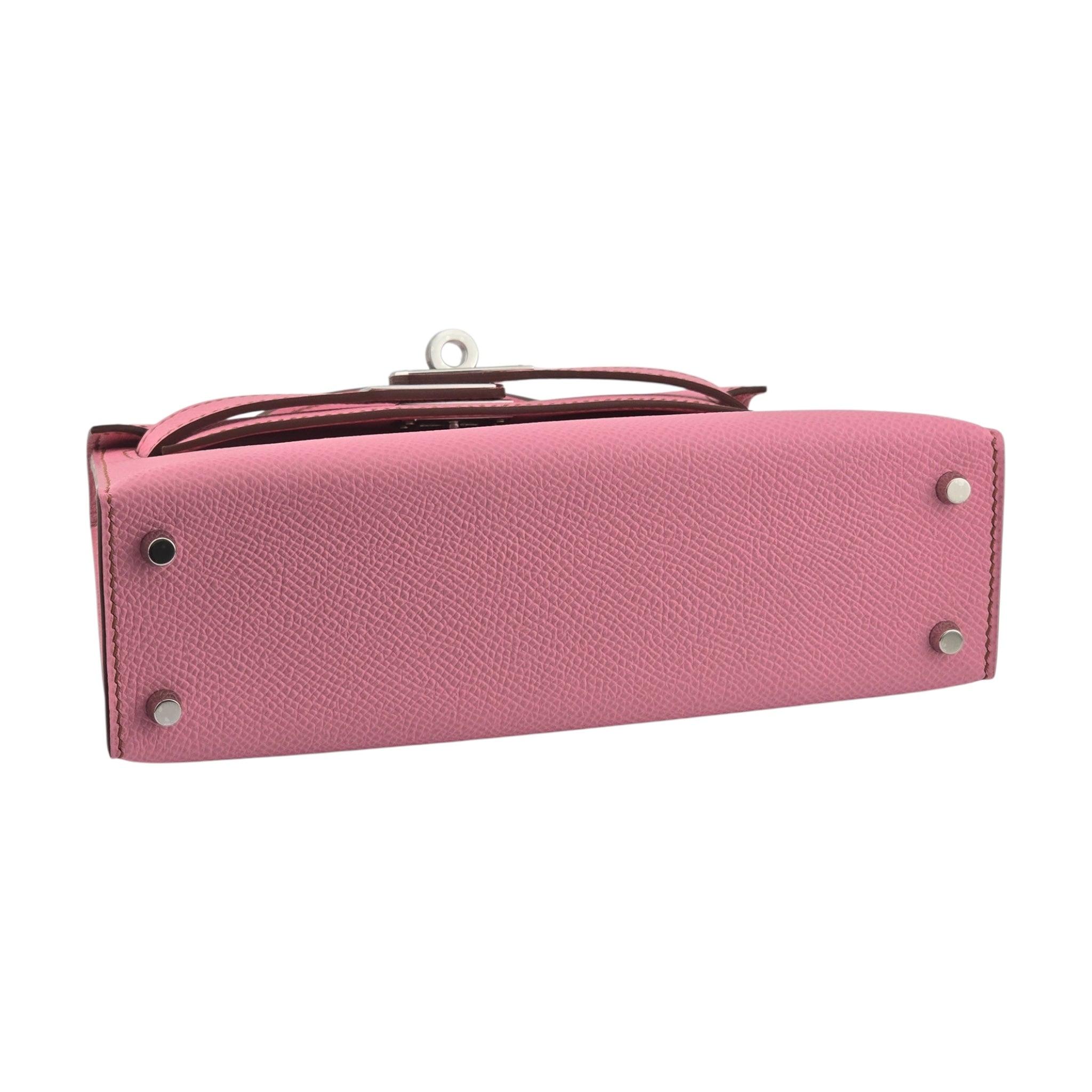 Hermes Mini Kelly II Epsom 5P Bubblegum Pink Palladium Hardware Bag