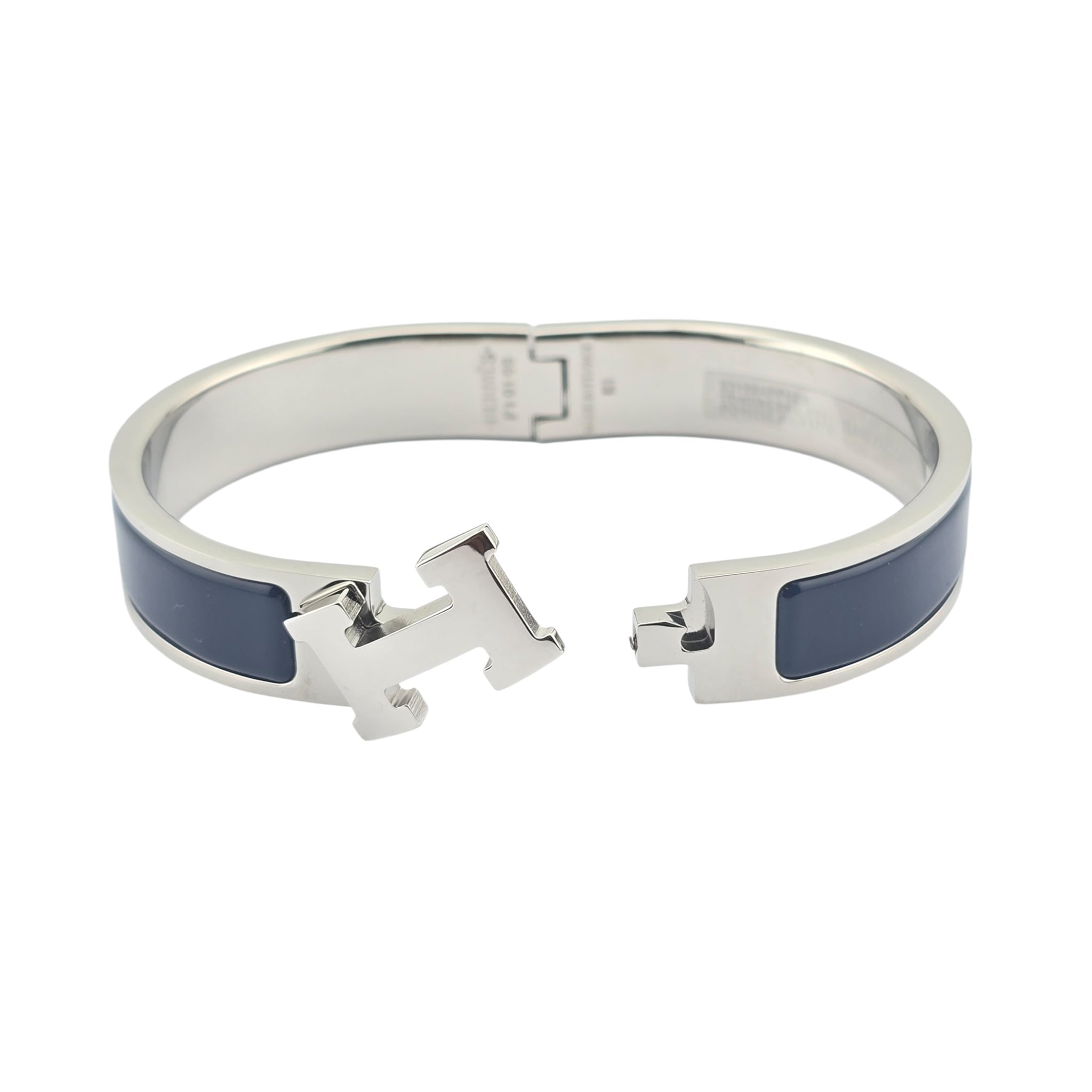 Hermes Clic H Bracelet Navy Blue Palladium GM