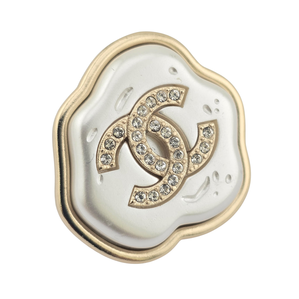 Chanel CC White Resin Stud Earrings 2025