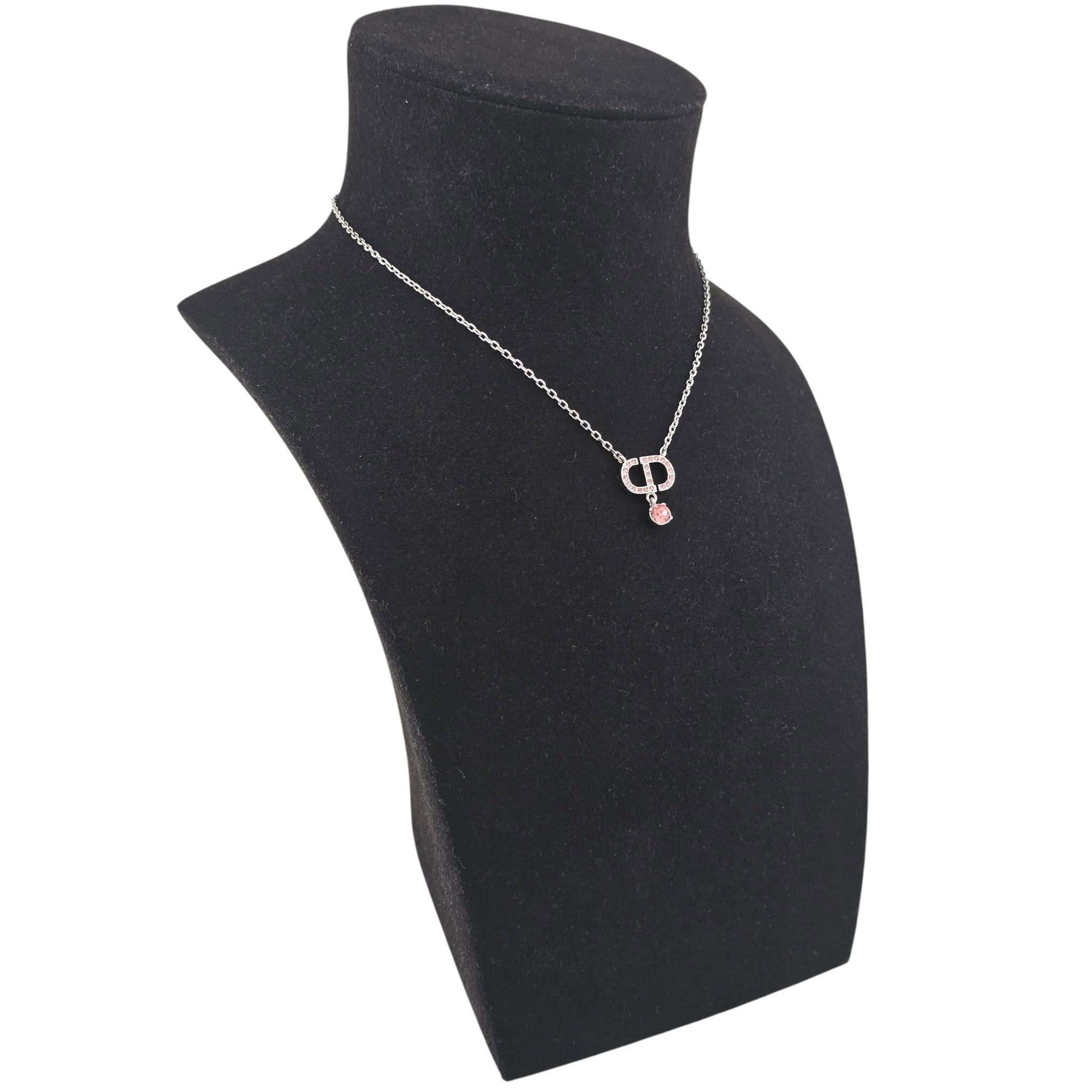 Christian Dior Petit CD Silver Pink Necklace