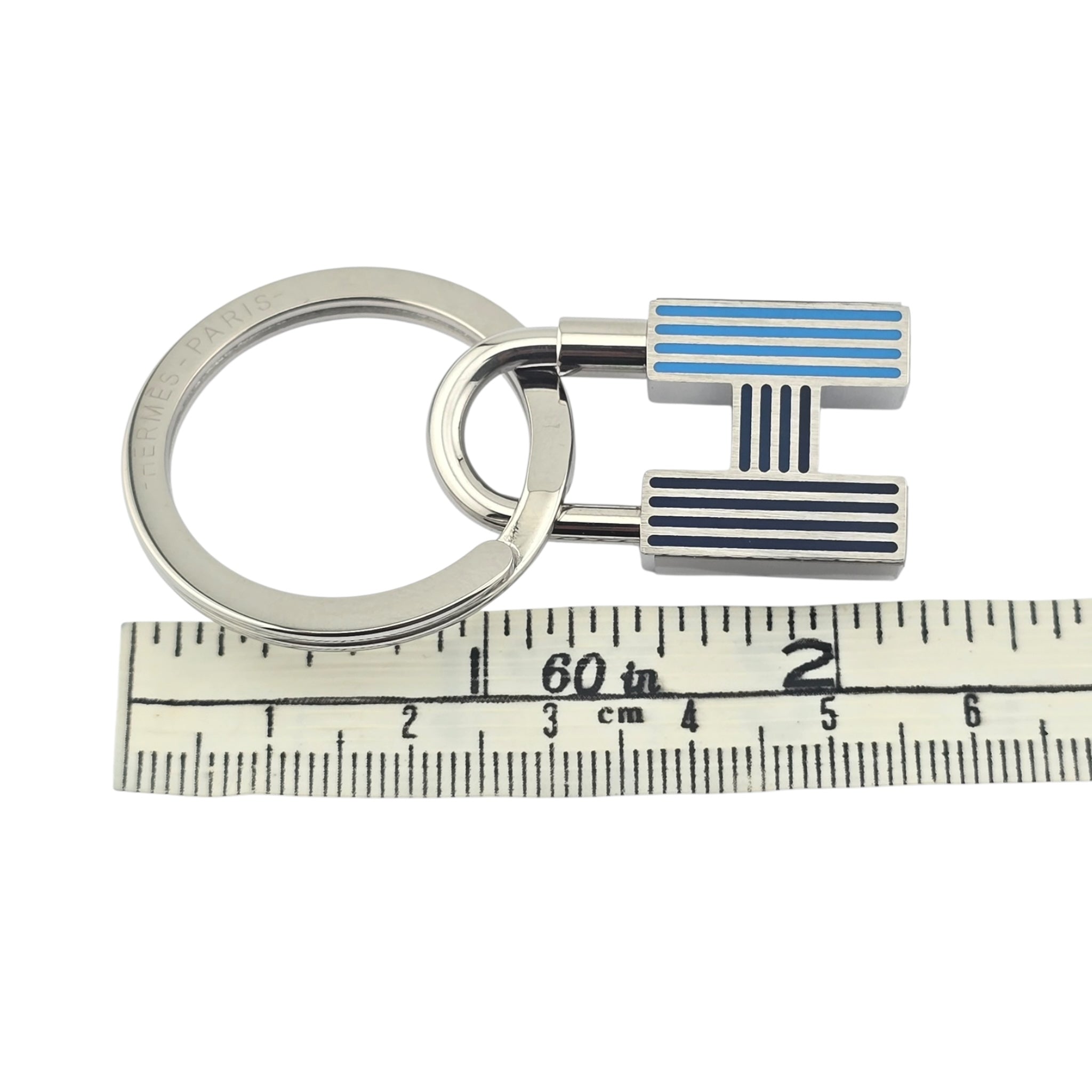 Hermes Cadenas Quizz Rainbow Blue Key Ring