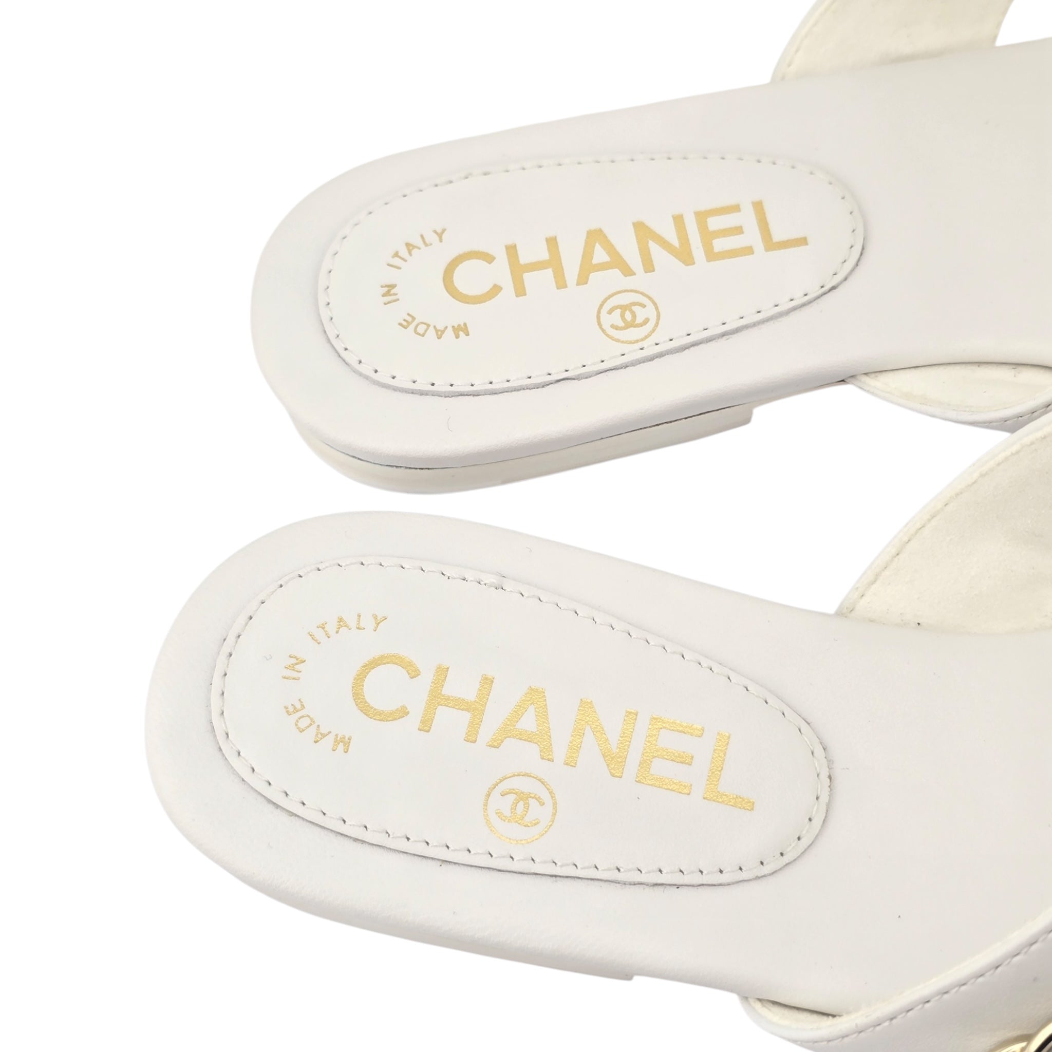 Chanel CC White Turnlock Sandals - 39