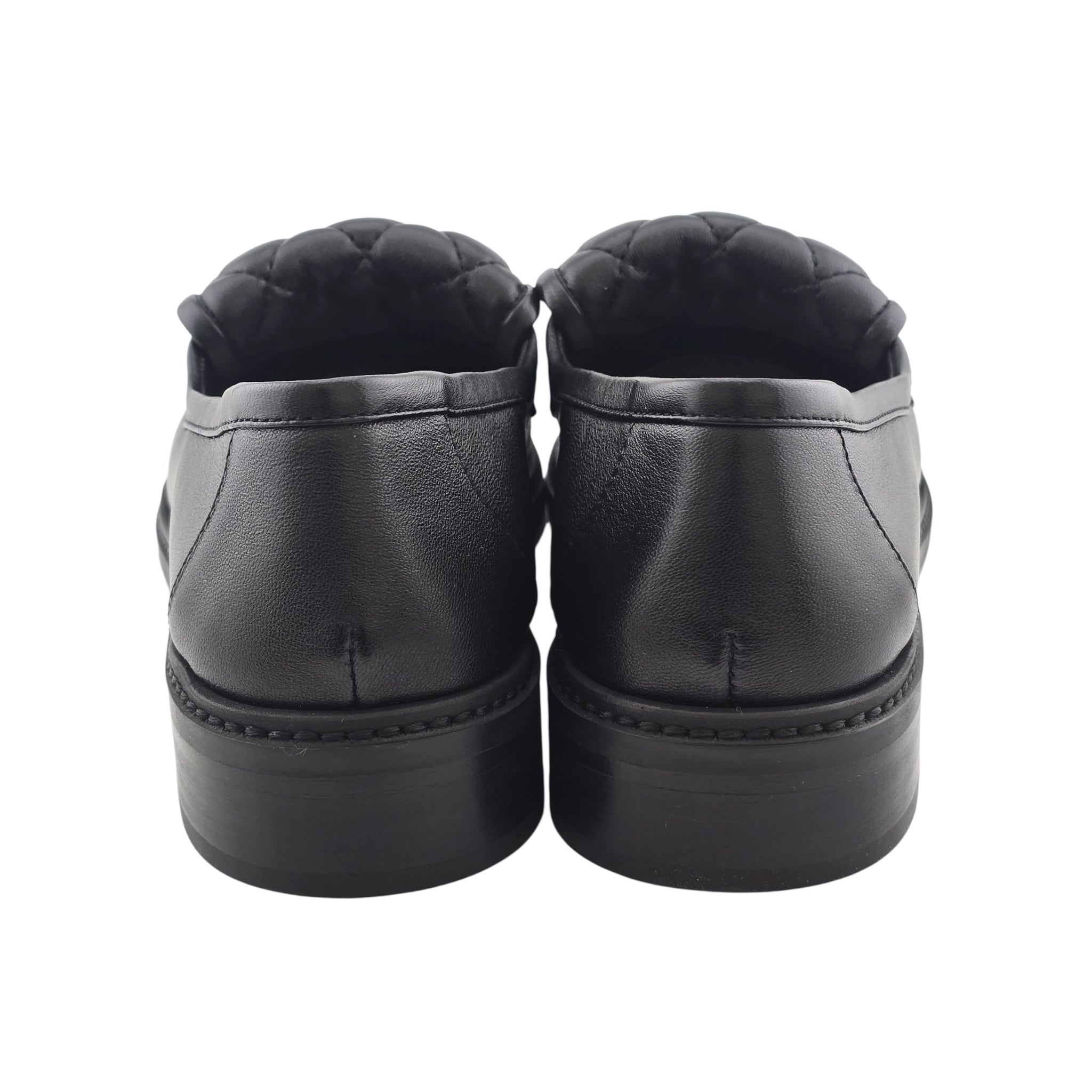 Chanel CC Lambskin Quilted Turnlock Loafers Black 39