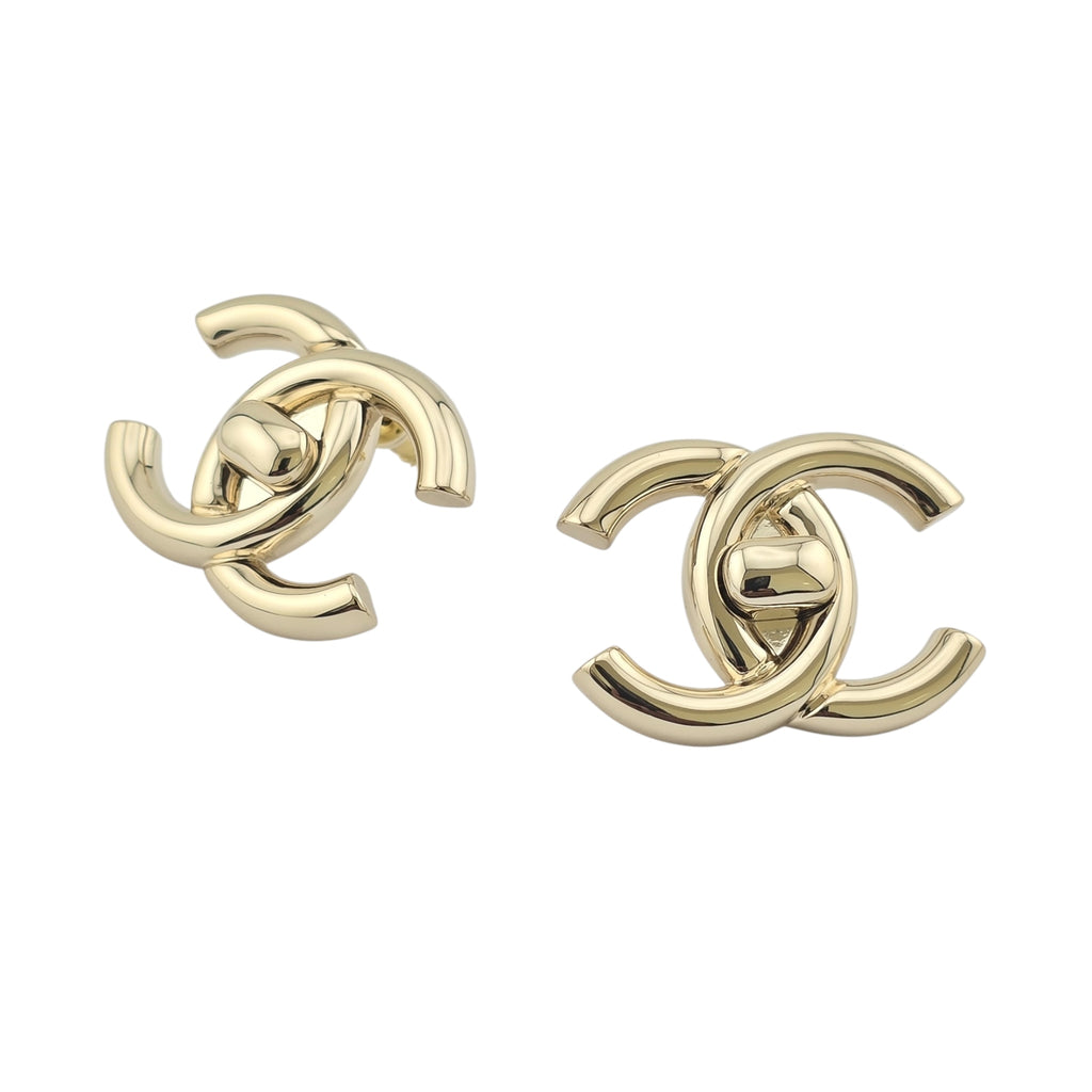 Chanel Metal CC Turnlock Earrings Gold