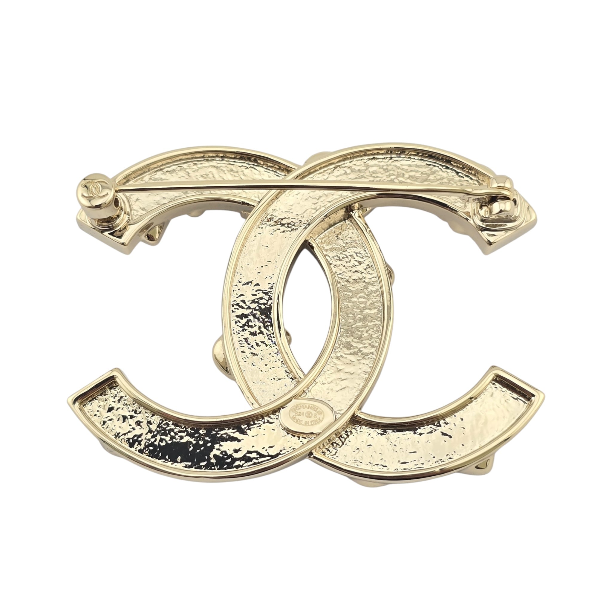 Chanel CC Black Gold Enamel Brooch 2024