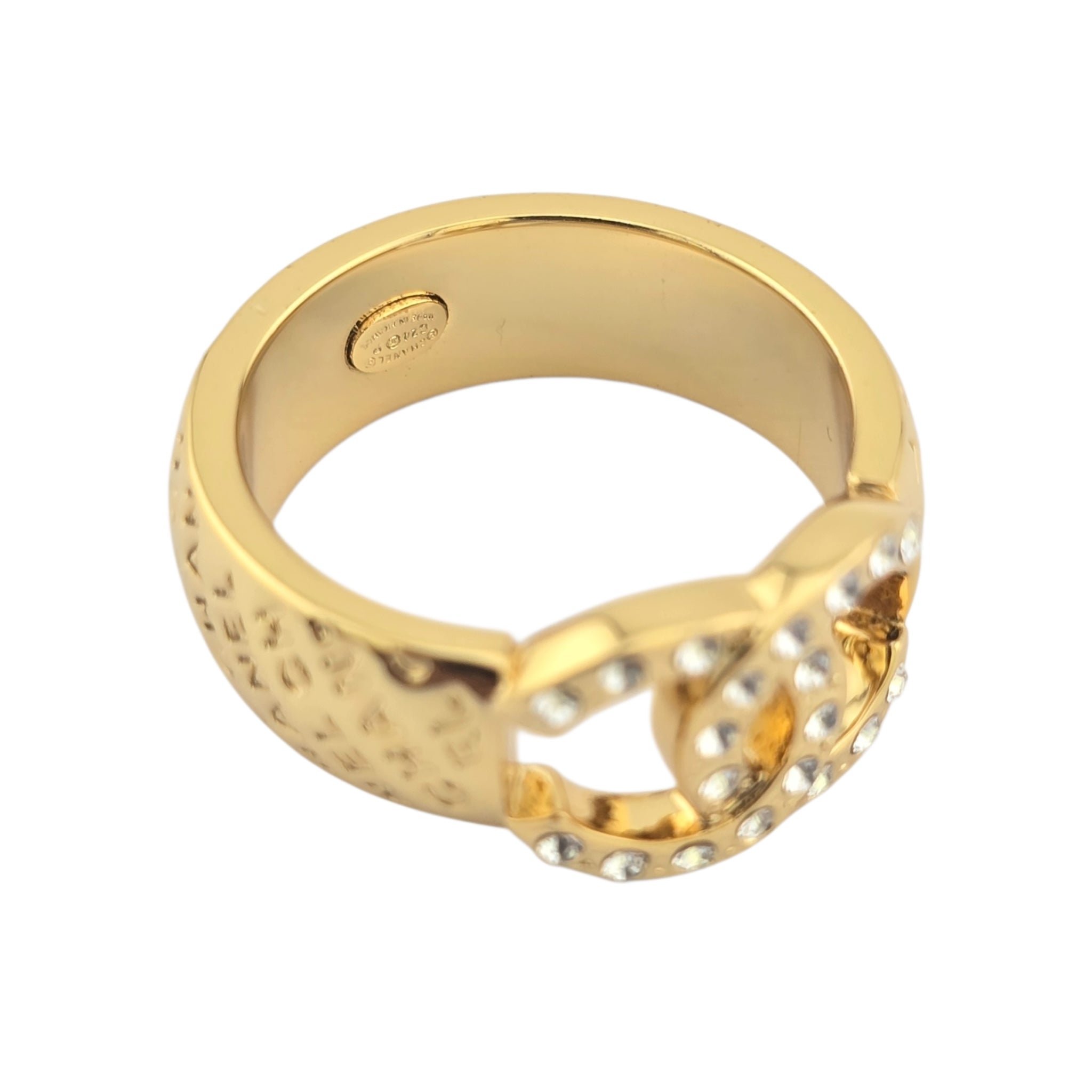 Chanel CC Gold Crystal Ring 2024