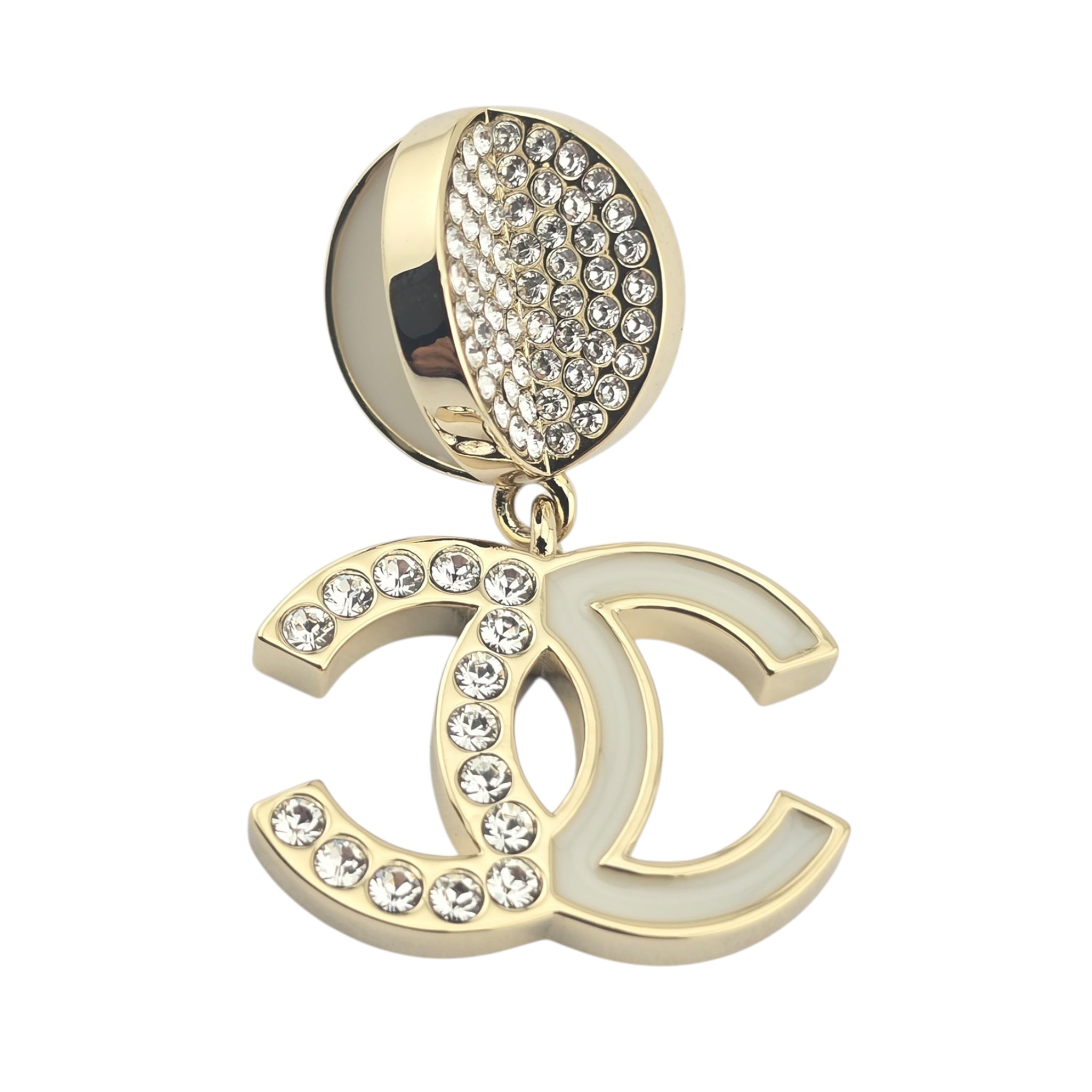Chanel CC Drop Gold Crystals Earrings 2024 CHANEL