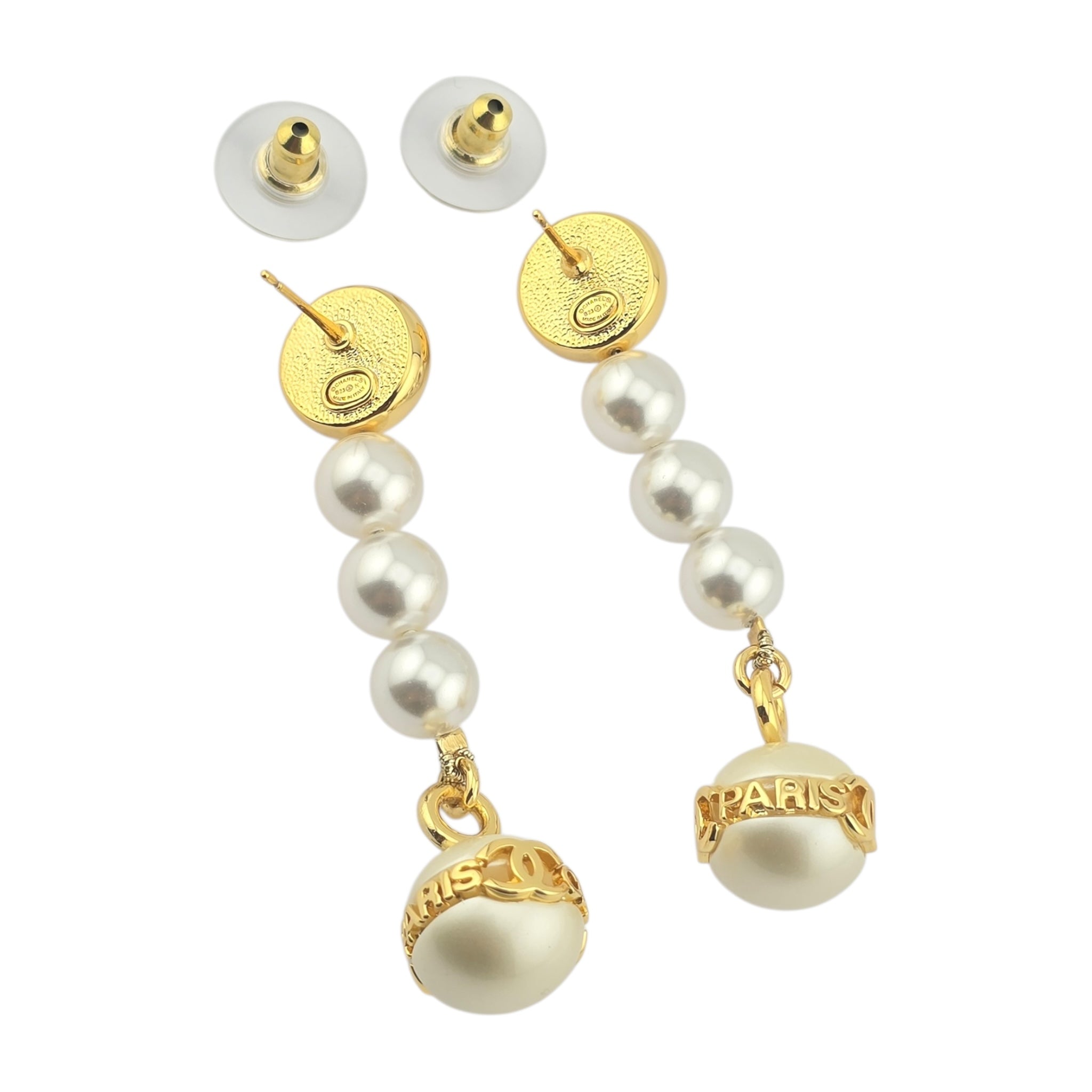 Chanel Gold Faux Pearl Dangle Earrings 2023 CHANEL