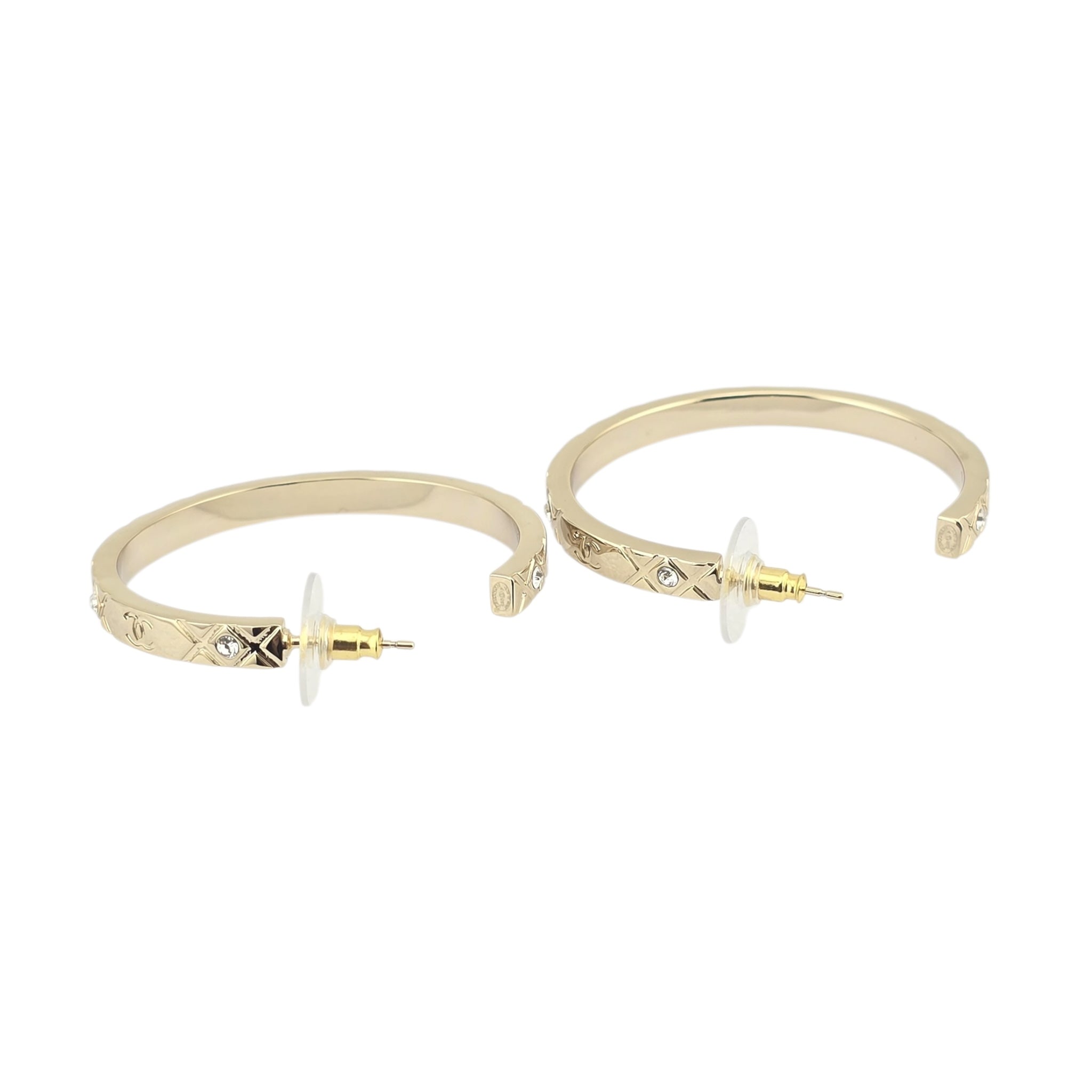 Chanel CC Gold Hoop Metal Earrings 2025 CHANEL
