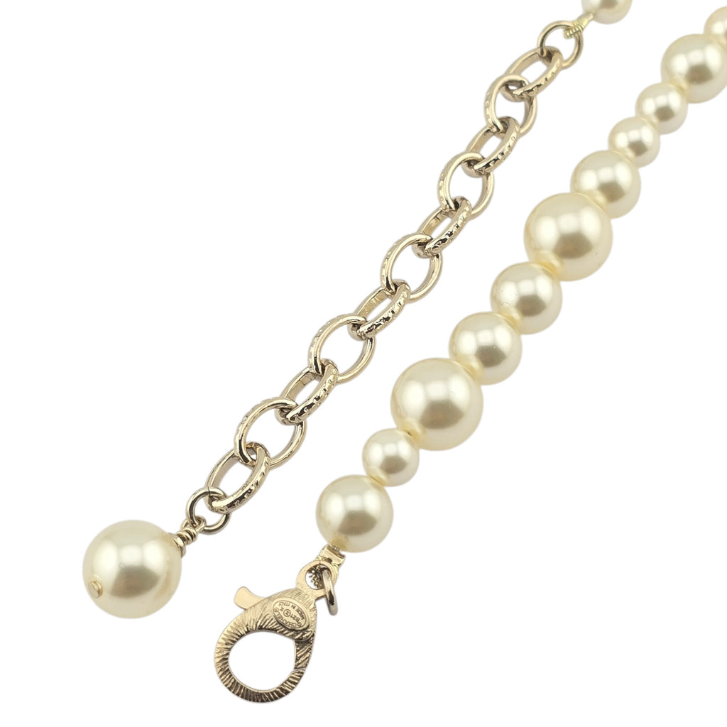 Chanel CC Faux Pearl Crystal Long Floral Necklace 2021 CHANEL