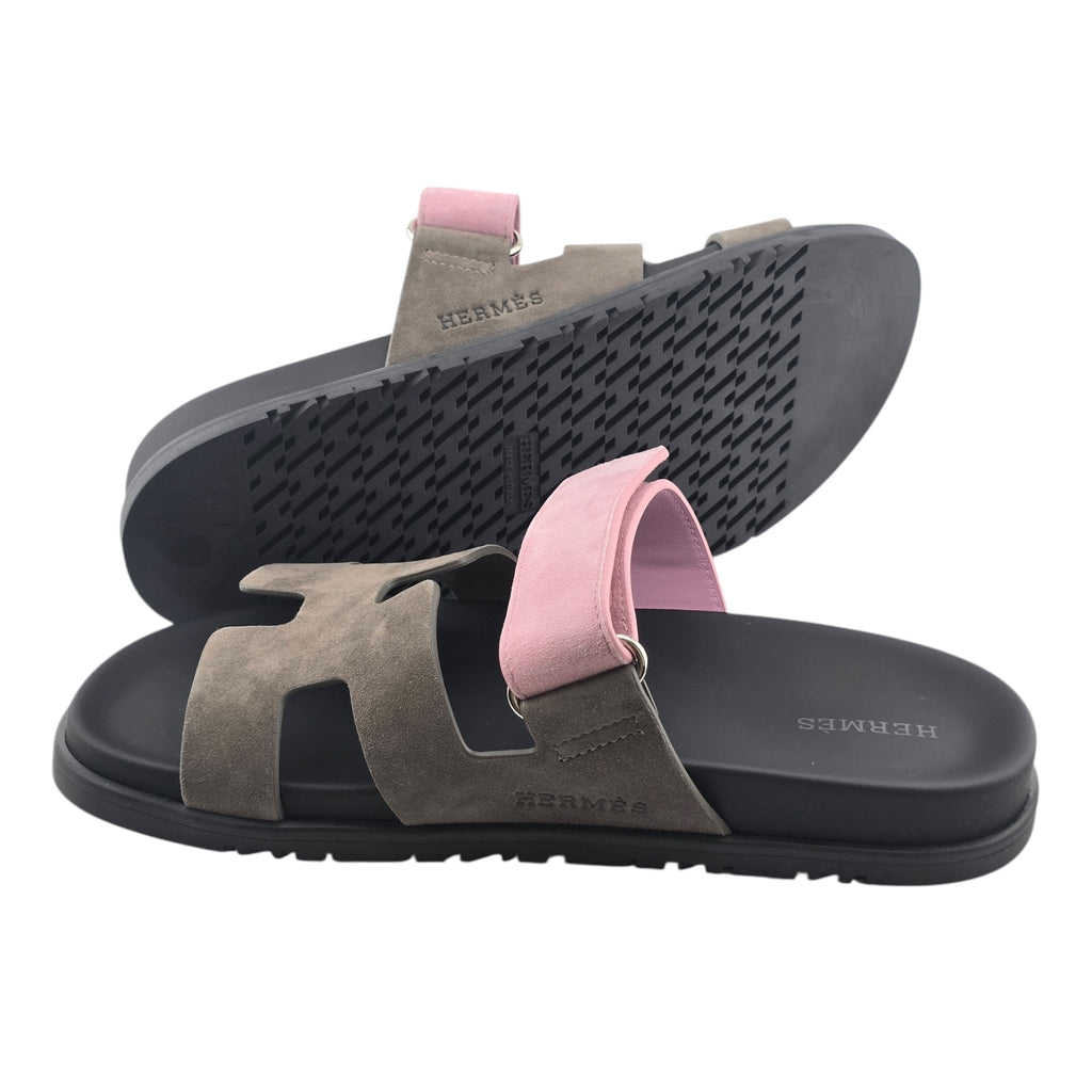 Hermes Chypre Suede Sandal Toundra / Rose 39 UK6 HERMES