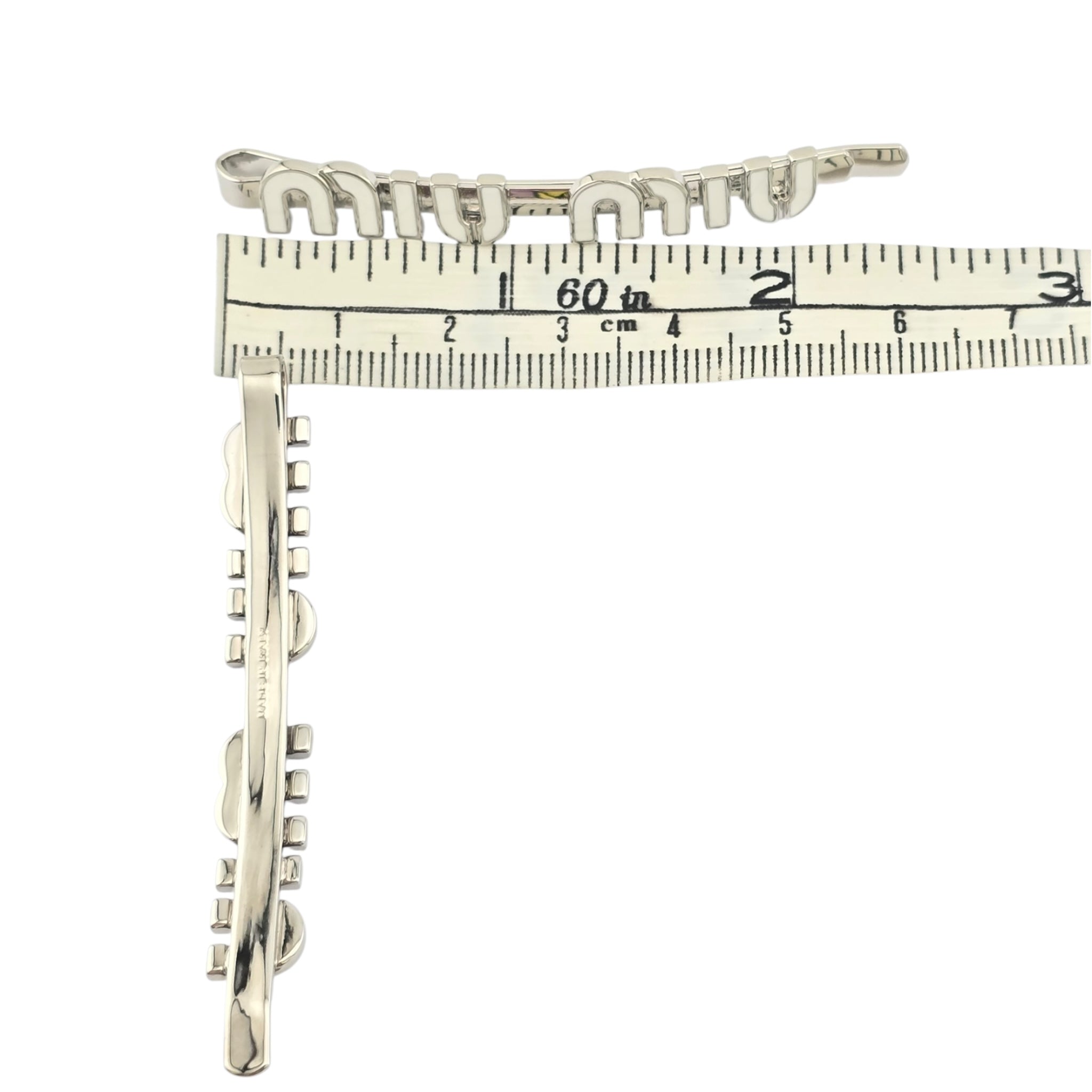 Miu Miu Silver White Enamel Hair Clip MIU MIU