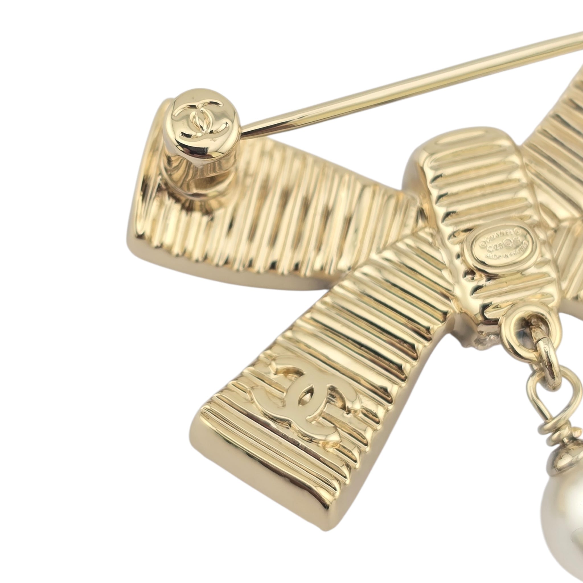 Chanel CC Gold Black Bow Brooch 2025 CHANEL