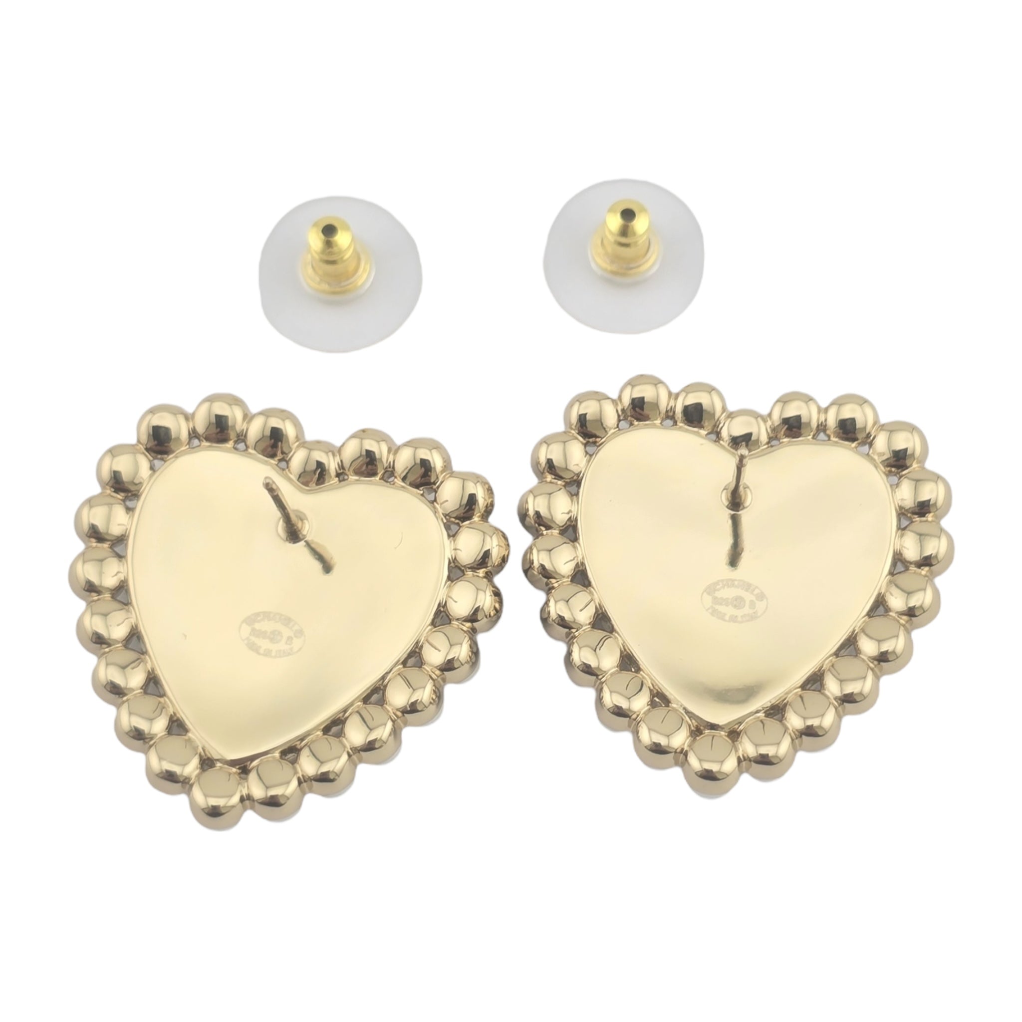Chanel CC Black Gold Heart Faux Pearl Earrings 2025 CHANEL
