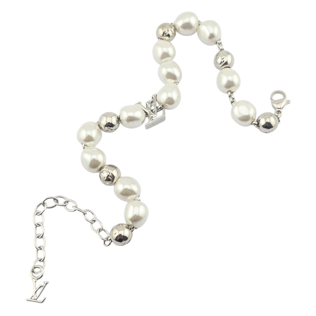 Louis Vuitton LV Silver Faux Pearl Bracelet LOUIS VUITTON