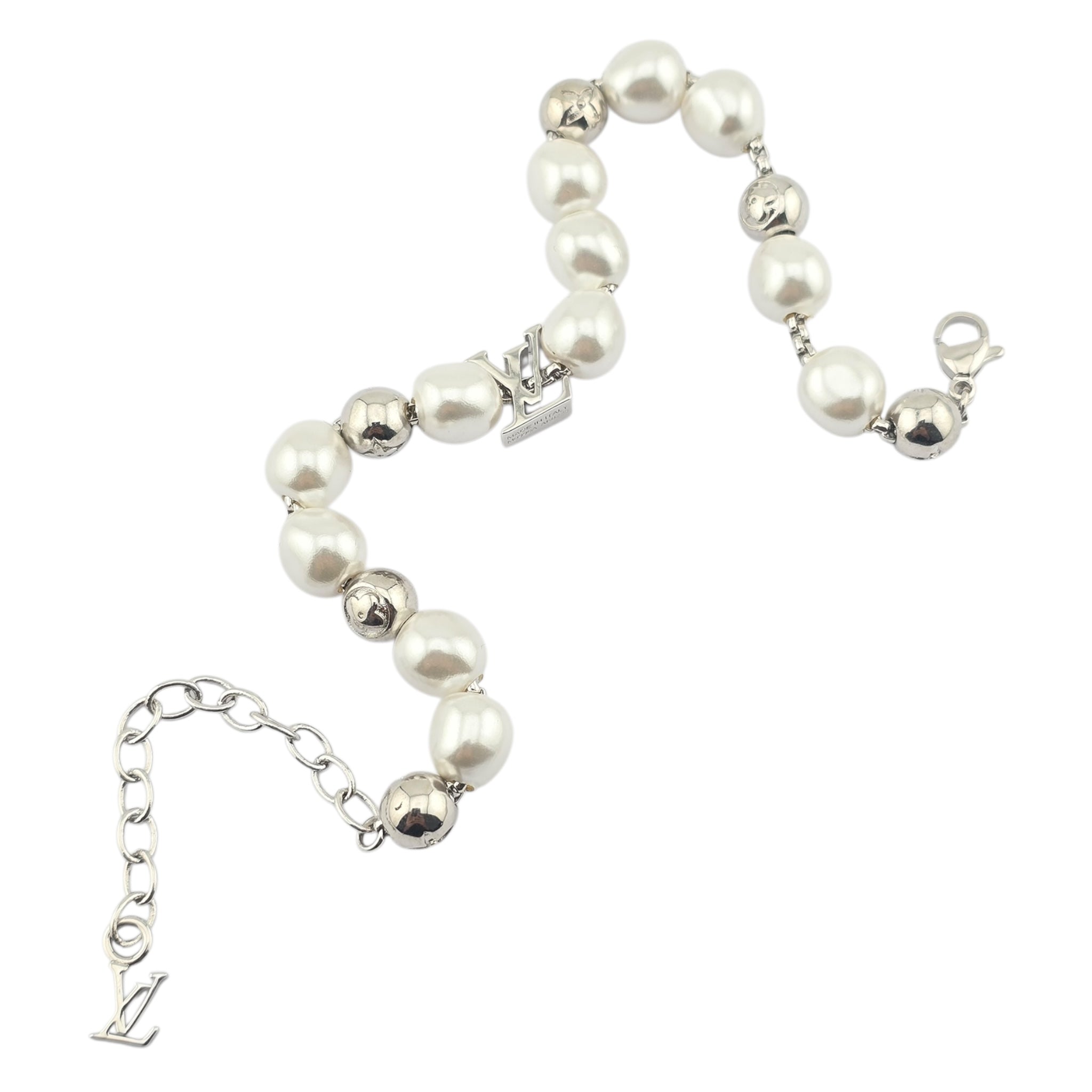 Louis Vuitton LV Silver Faux Pearl Bracelet LOUIS VUITTON